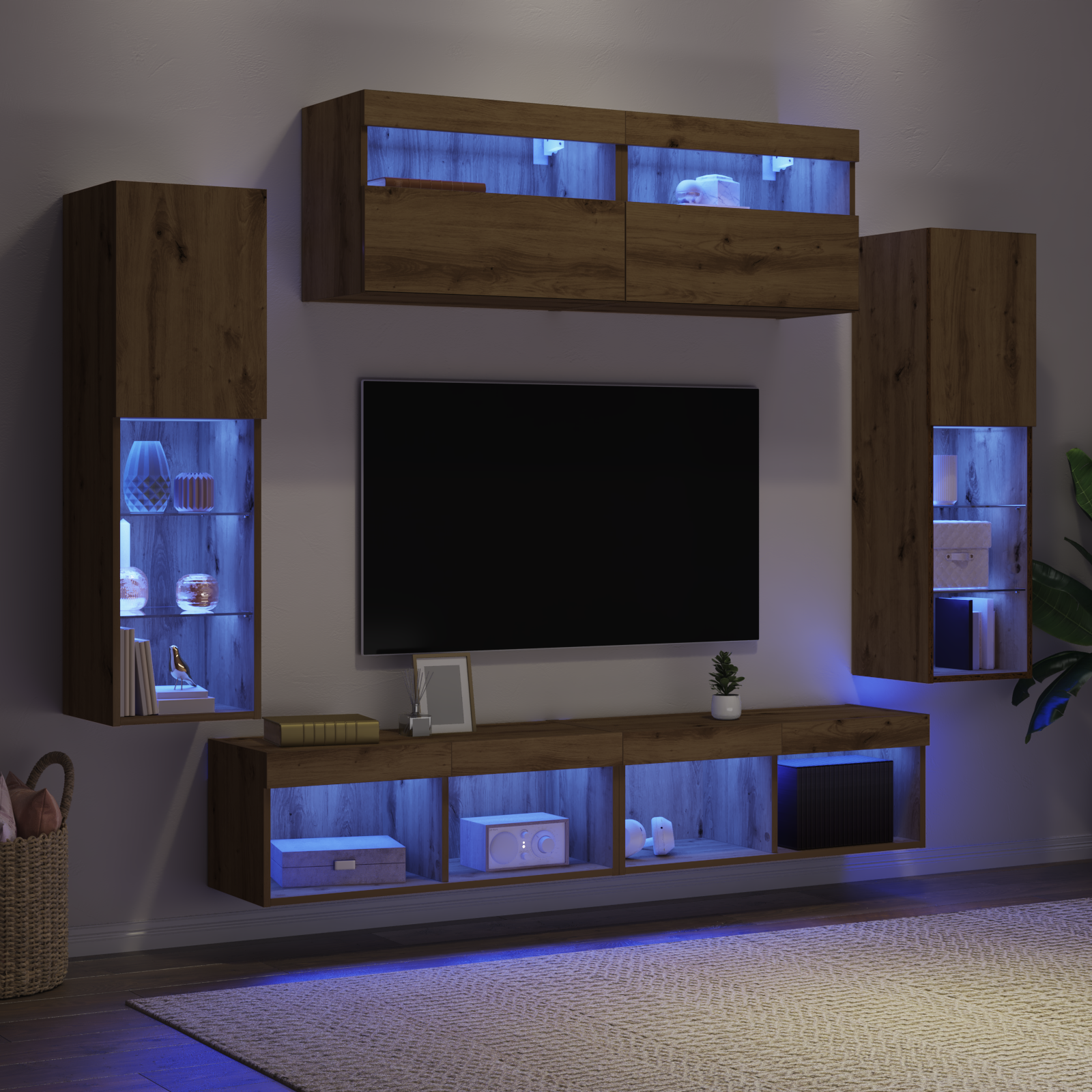 TV spintelių komplektas 6 pcs artisano ąžuolo Apdirbta mediena