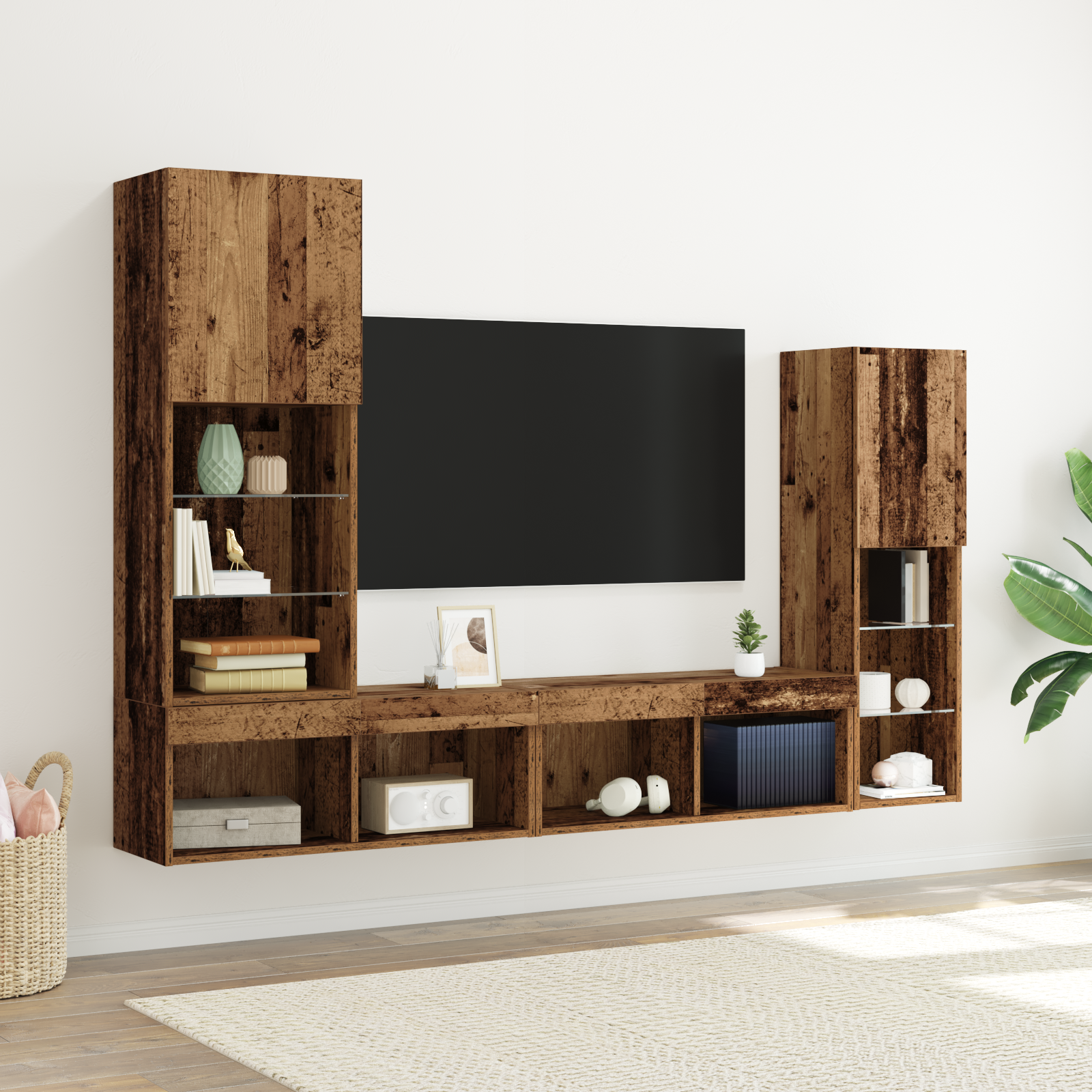 TV skapītis 4 gab. Vecs koks Apstrādāta koksne