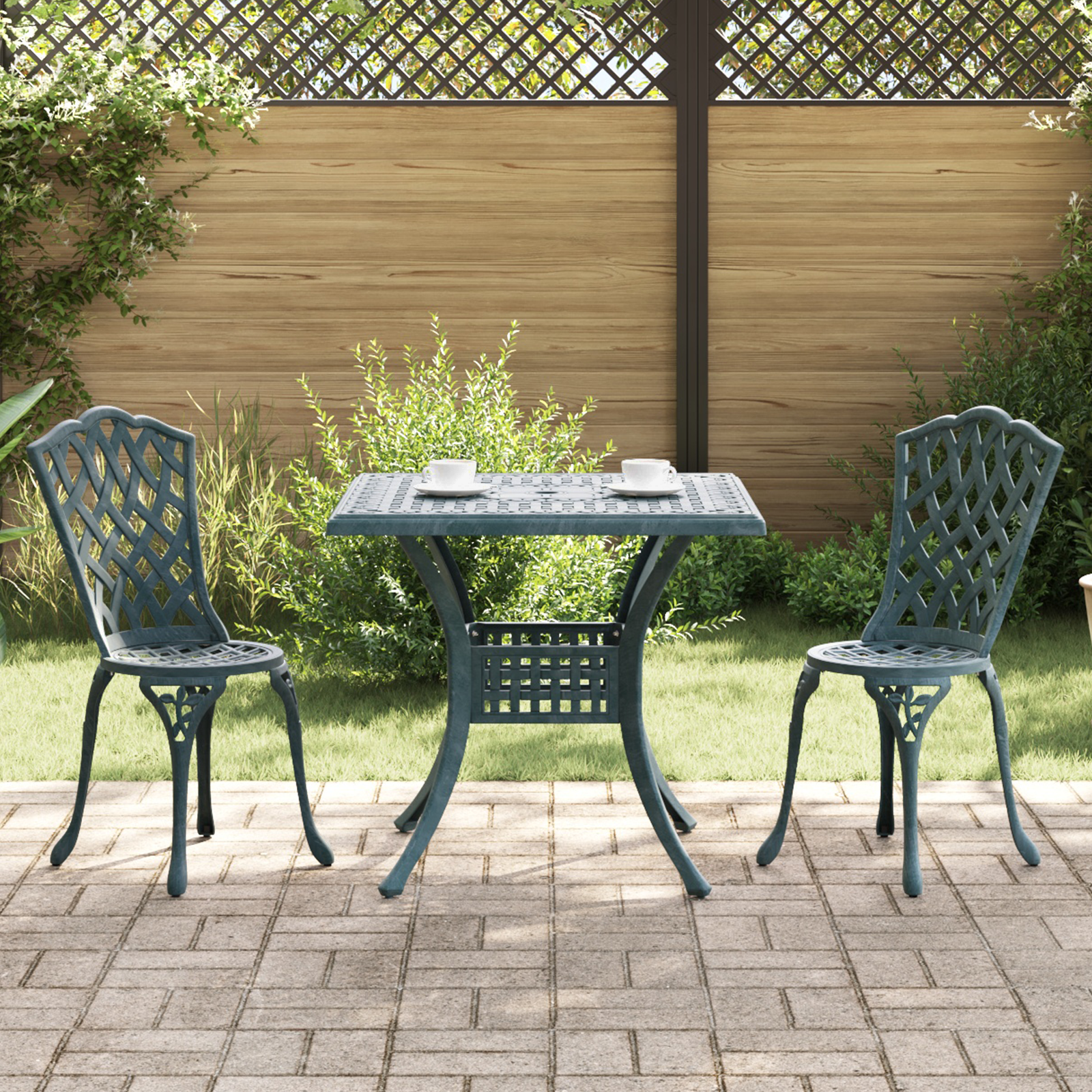 Sodo stalo komplektas 3 pcs Žalia Liejamasis aliuminis