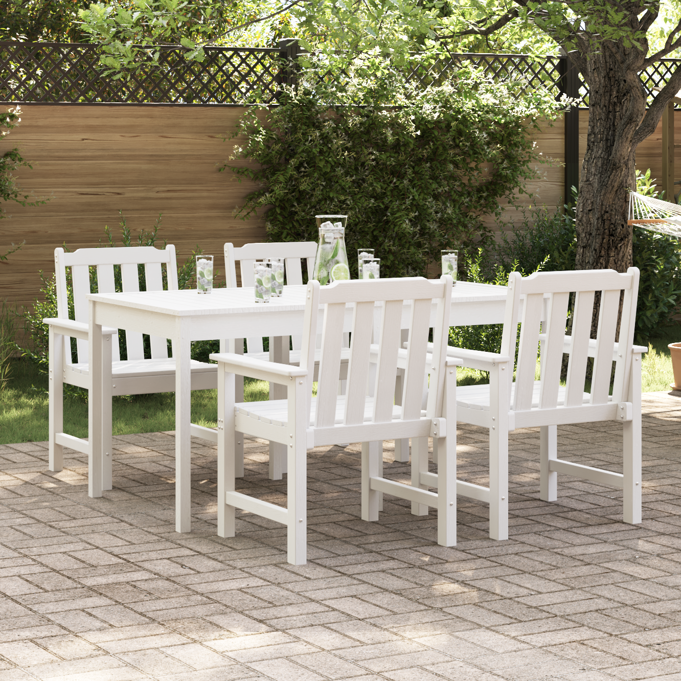 Sodo valgomojo kėdės 4 vnt Balta 65,5x55,5x88 cm HDPE