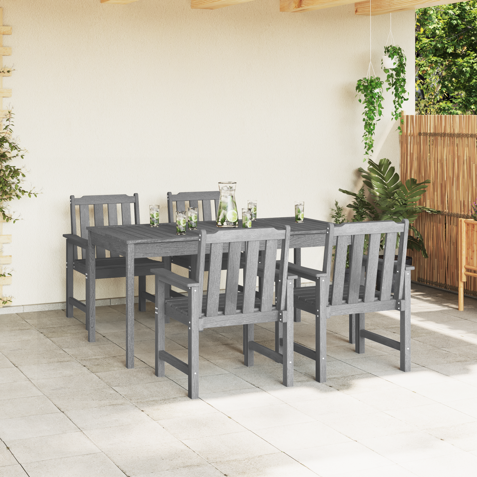 sodo valgomojo kėdės 4 vnt šviesiai pilkos spalvos 65,5x55,5x88 cm HDPE