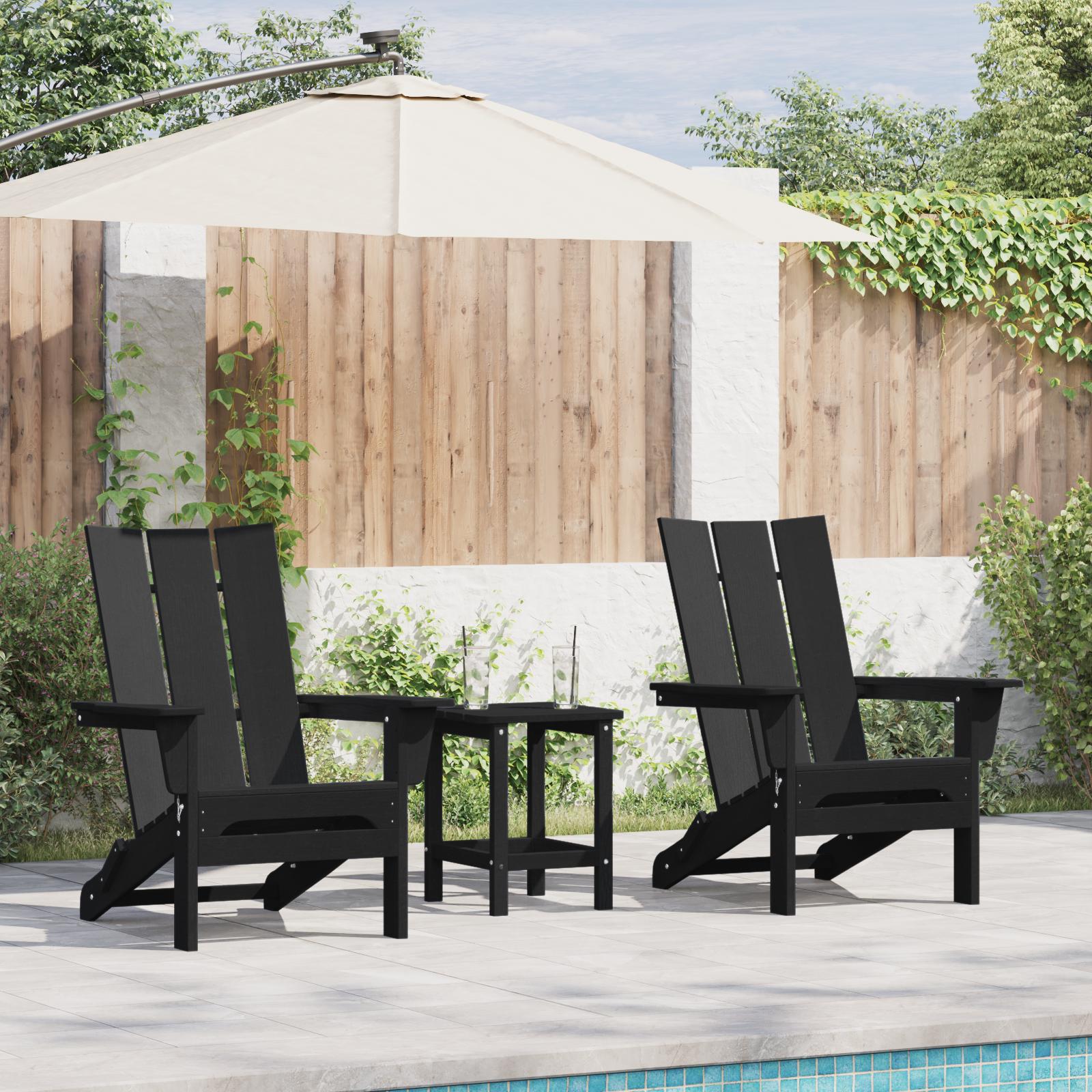 Sodo poilsio baldai 2 pcs Juoda 74.5 x 80.5 x 90cm Plastmasė