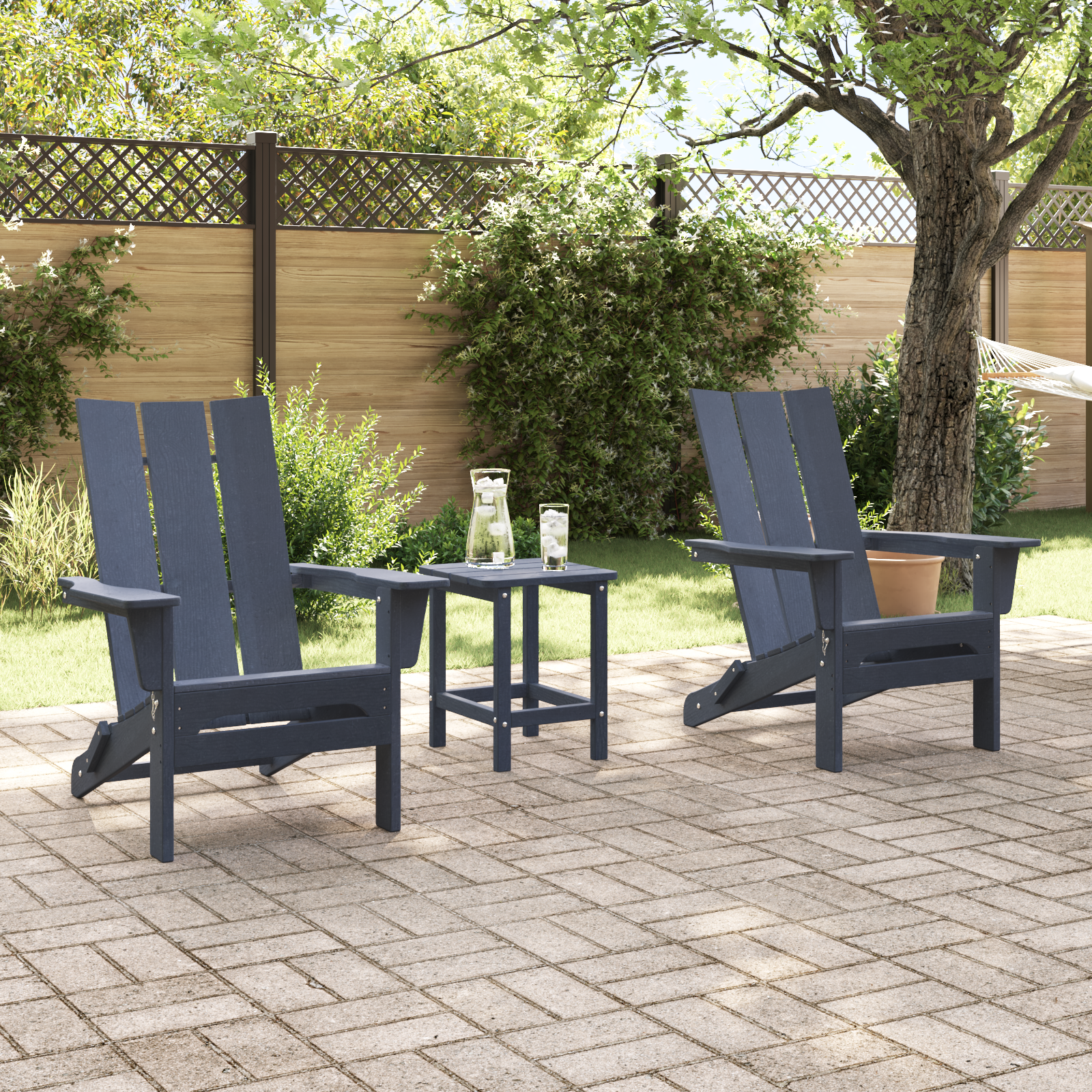 Sodo poilsio baldai 3 pcs Tamsiai mėlyna 38 x 38 x 46 cm