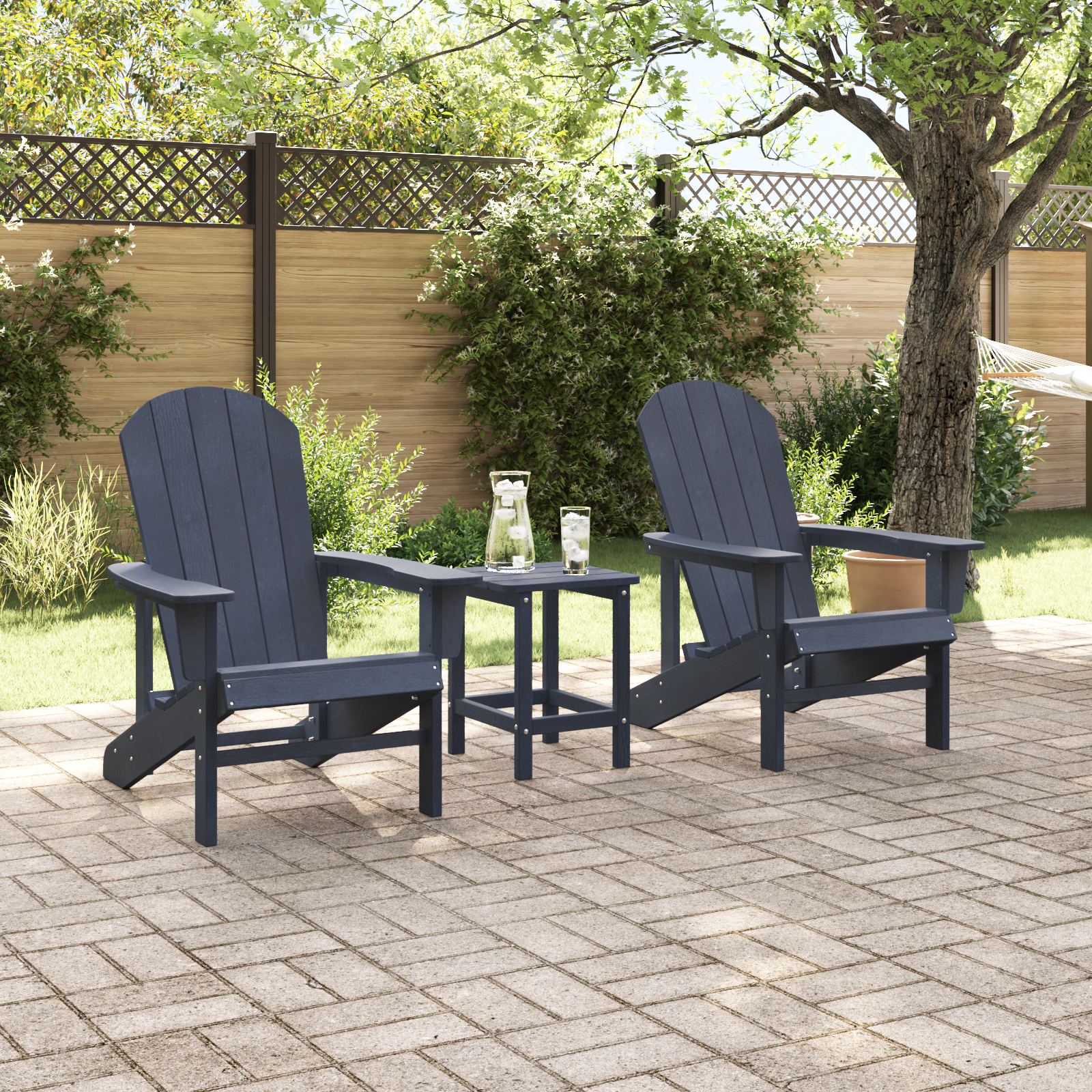 Adirondack kėdės 2 vnt. Tamsiai mėlyna 74x82x90 cm HDPE