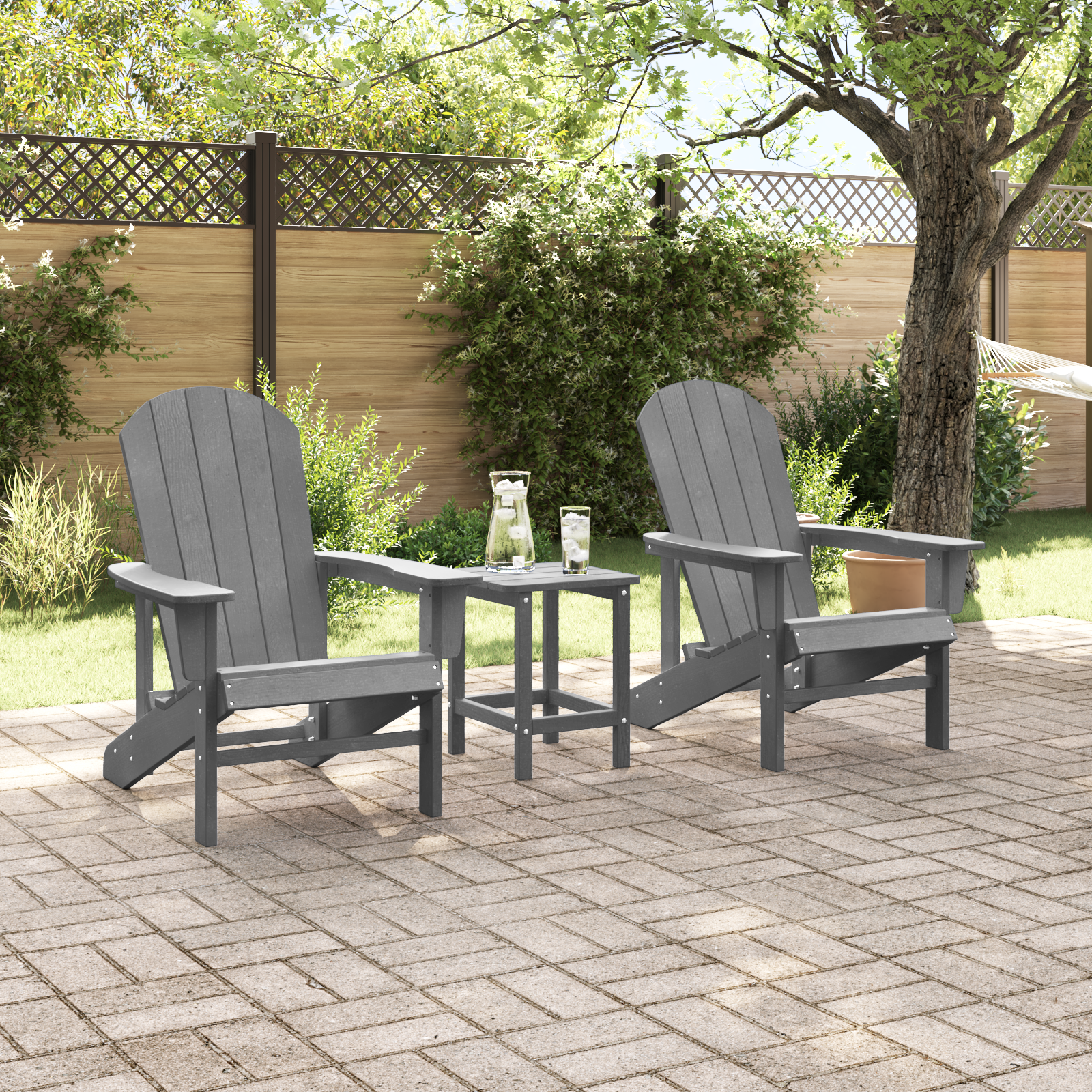 Adirondack Kėdės 2 vnt Šviesiai pilka 74x82x90 cm HDPE