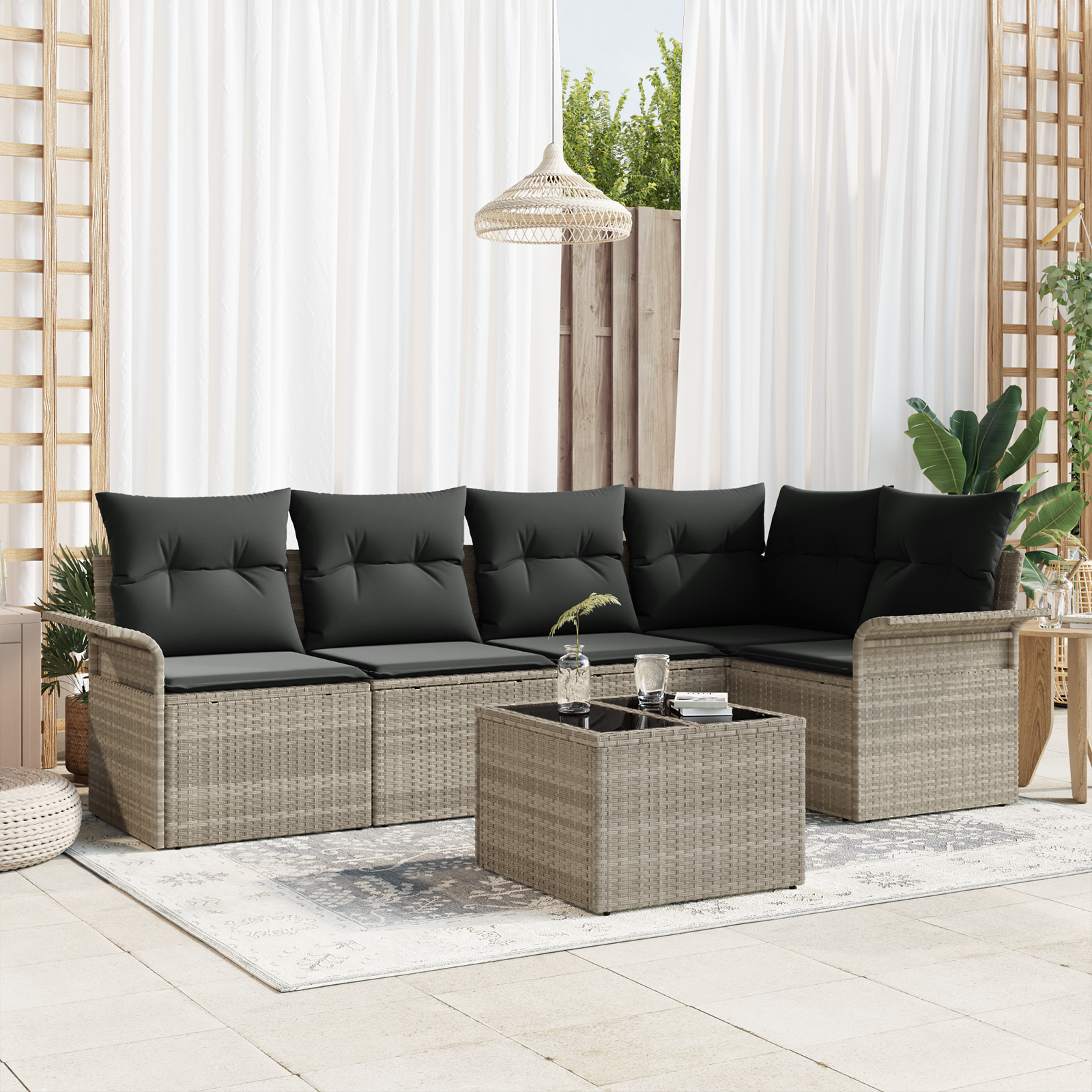 Sodo sofos komplektas 6 pcs Pilka 55 x 55 x 37 cm