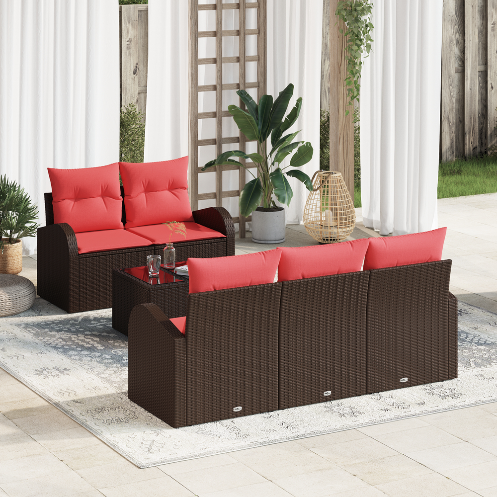 Sofos komplektas su pagalve 6 pcs Ruda Poliesteris
