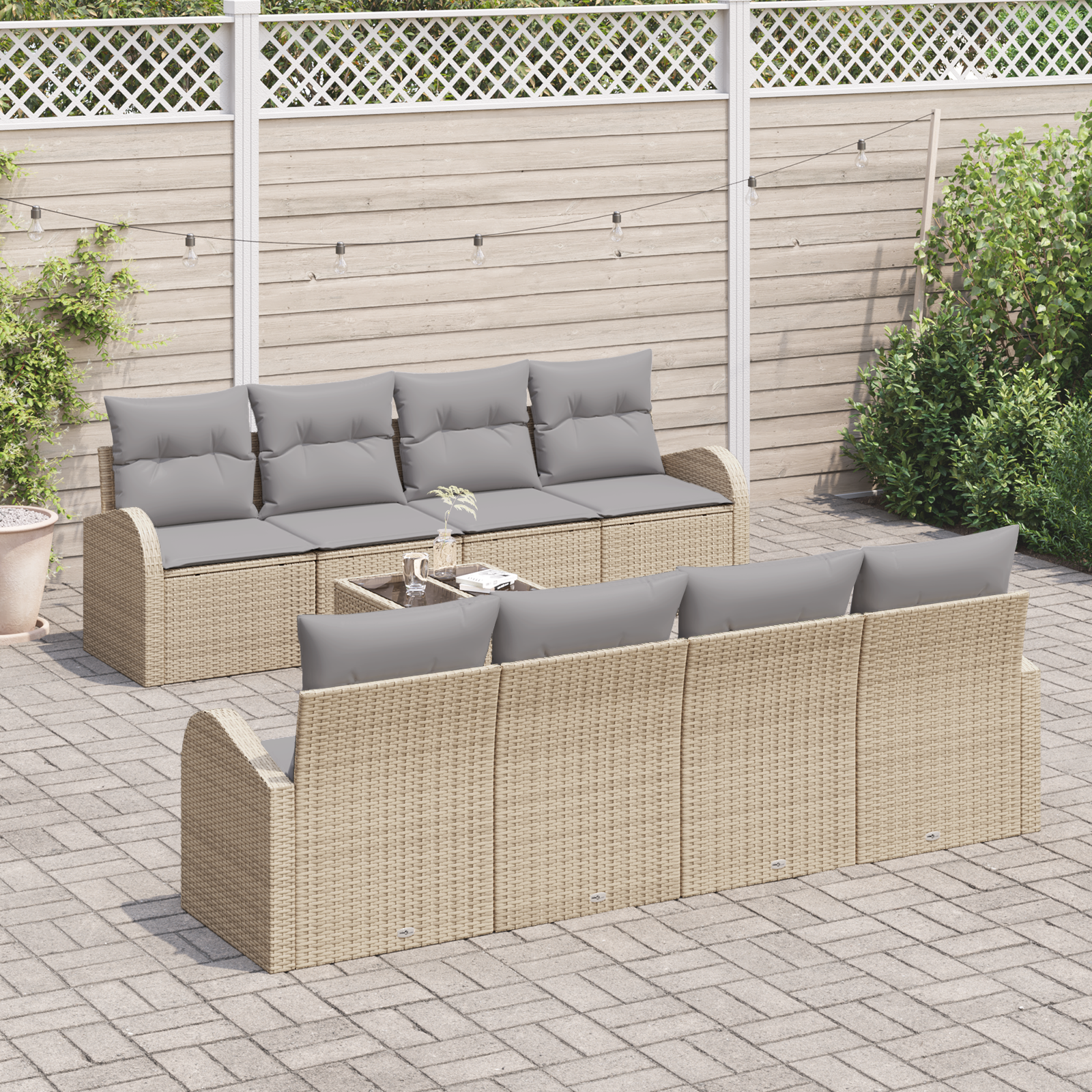 9 dalių Sodo Sofa Rinkinys su Pagalvėlėmis Beigingas Poli Ratanas