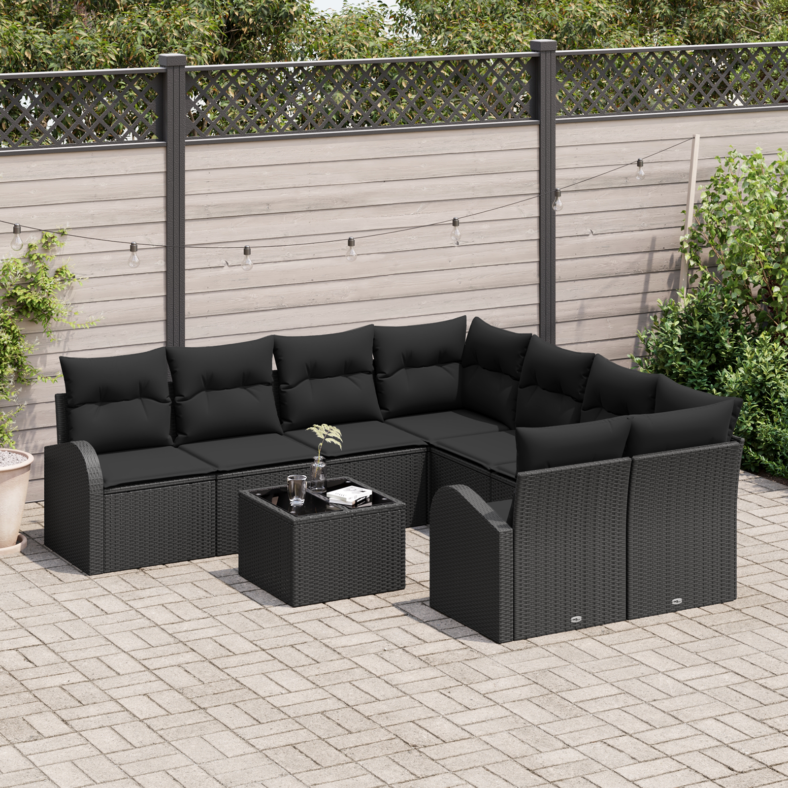 Sodo Sofų Rinkinys Juoda 55 x 55 x 37 cm poliratanas