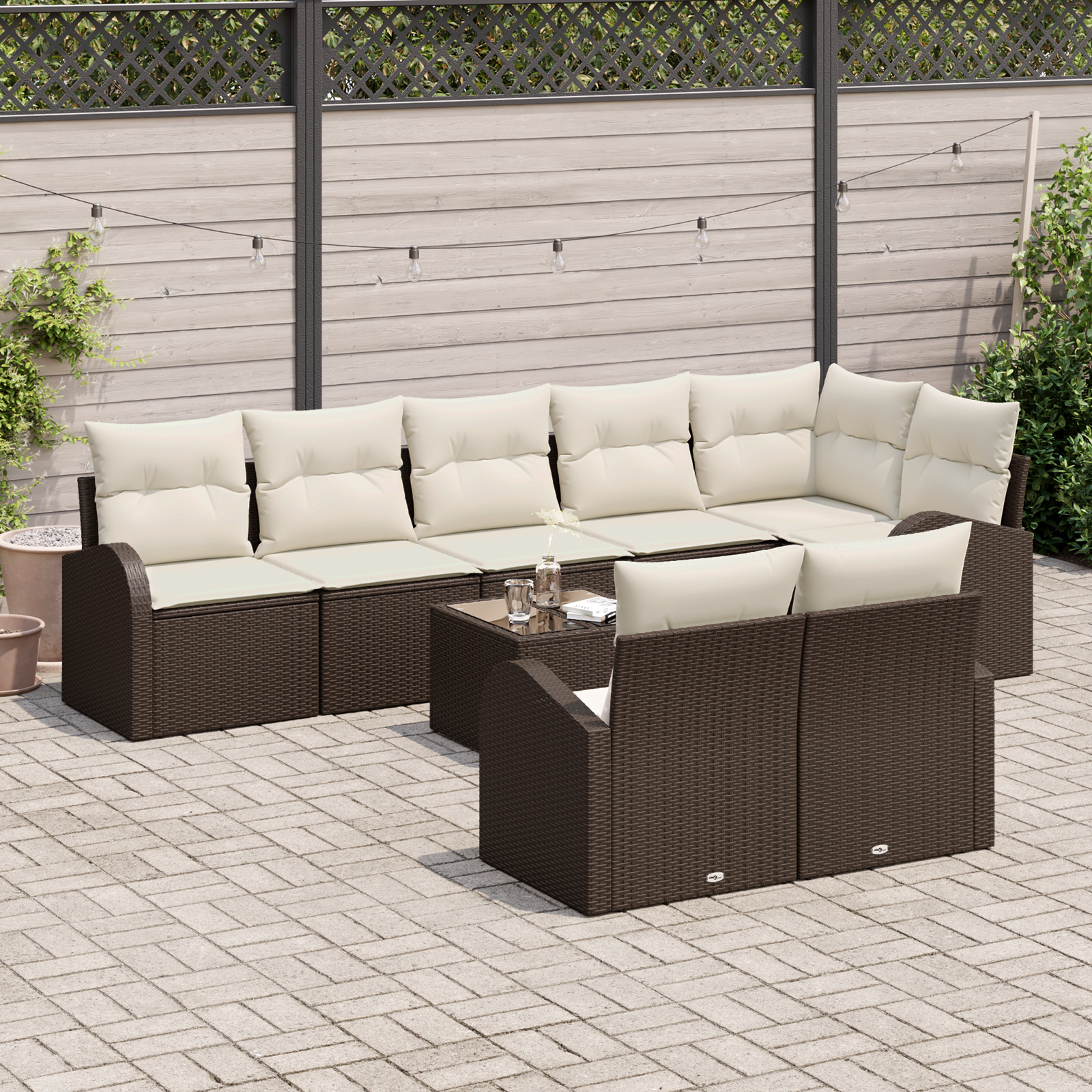 8-piece Garden Sofa Set with Cushions, Grey Poly Rattan