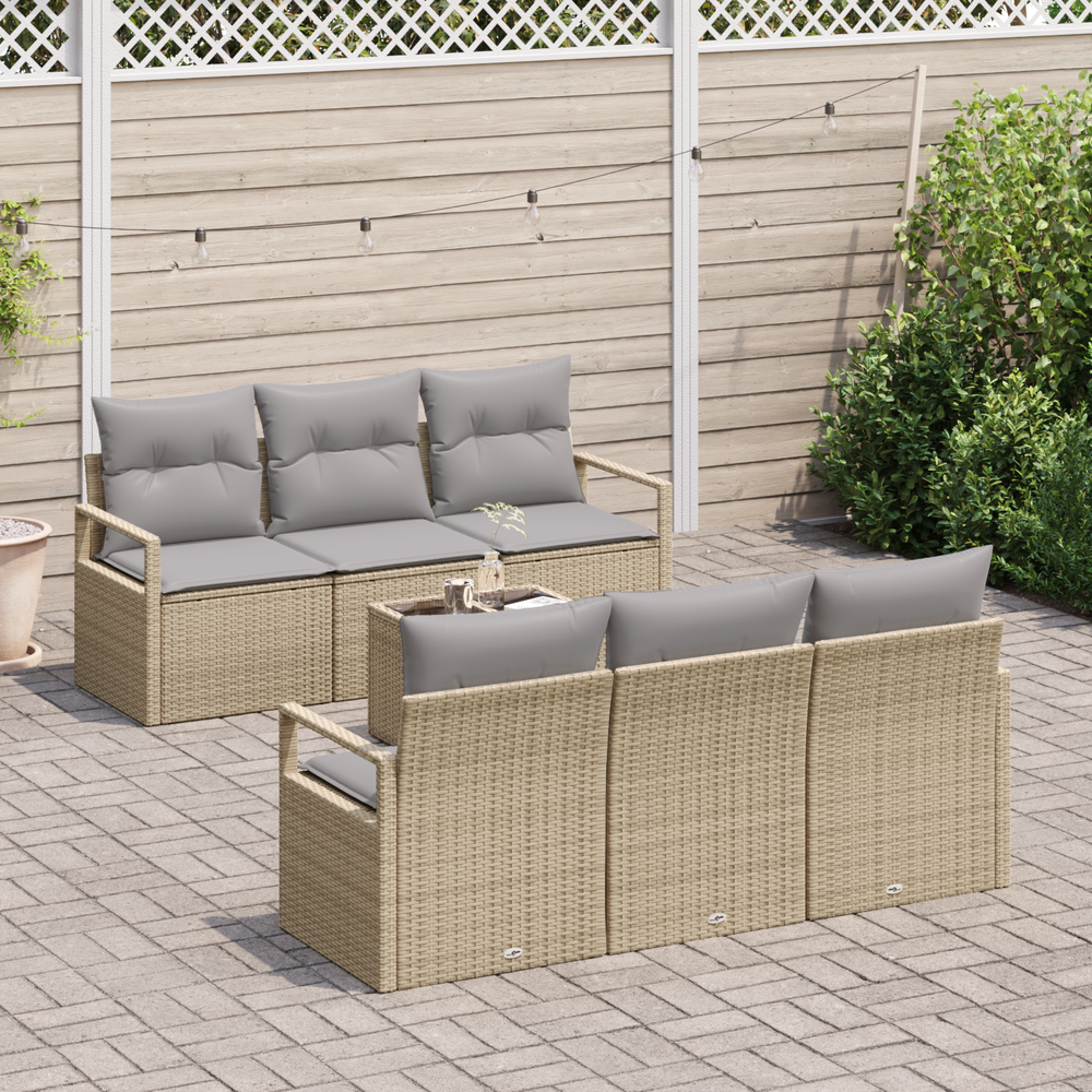7 dalių sodo sofos rinkinys su pagalvėmis smėlio poli ratano