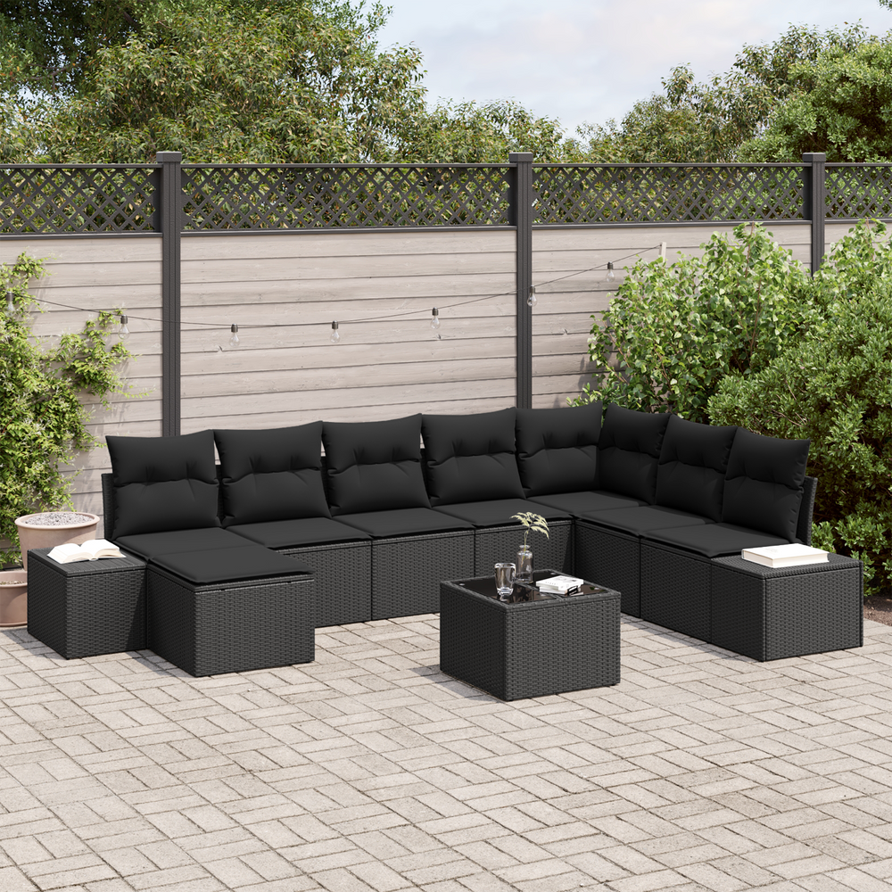Sodo Sofų Rinkinys su pagalve 9 pcs poliratanas