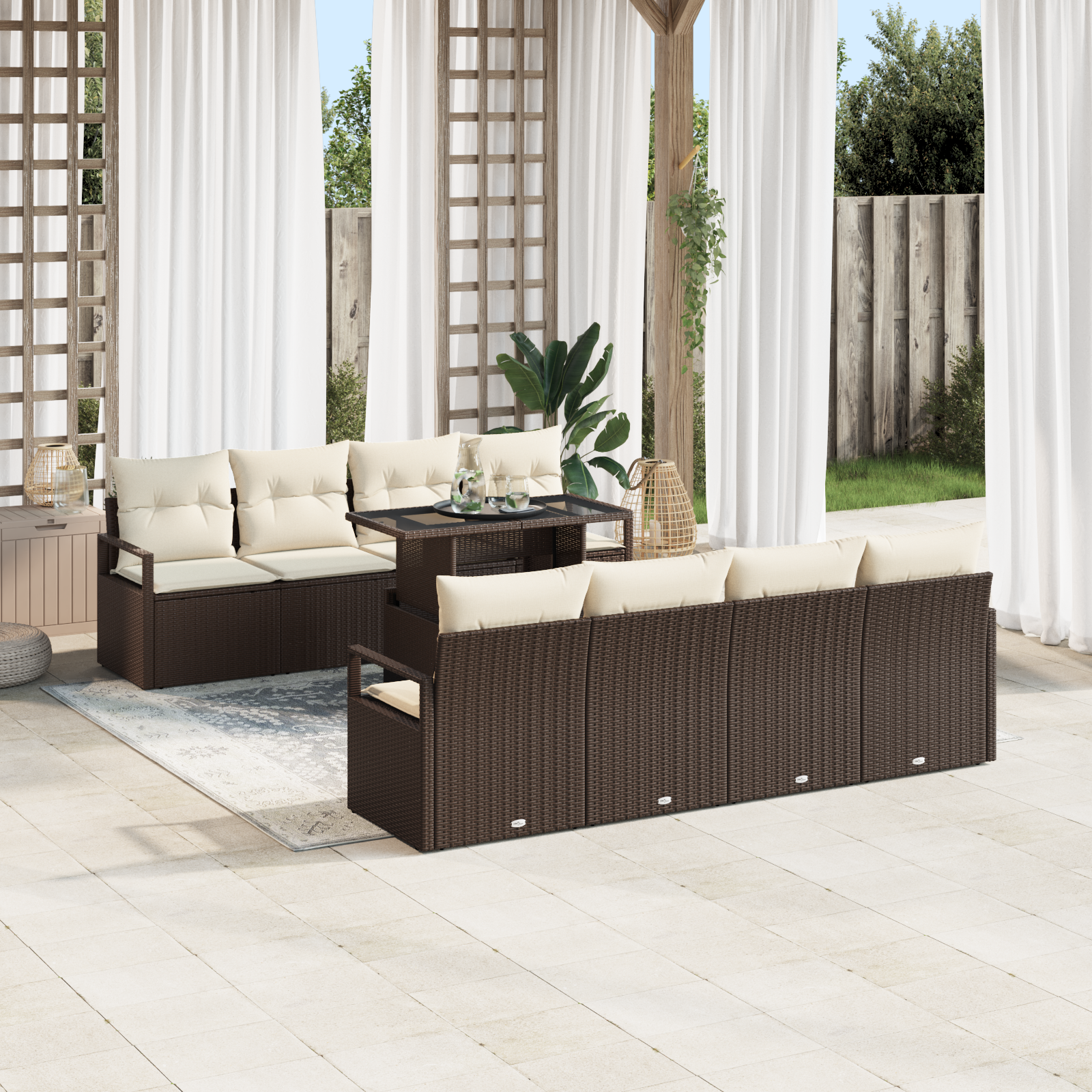 9 dalių sodinė sofa su pagalvėlėmis