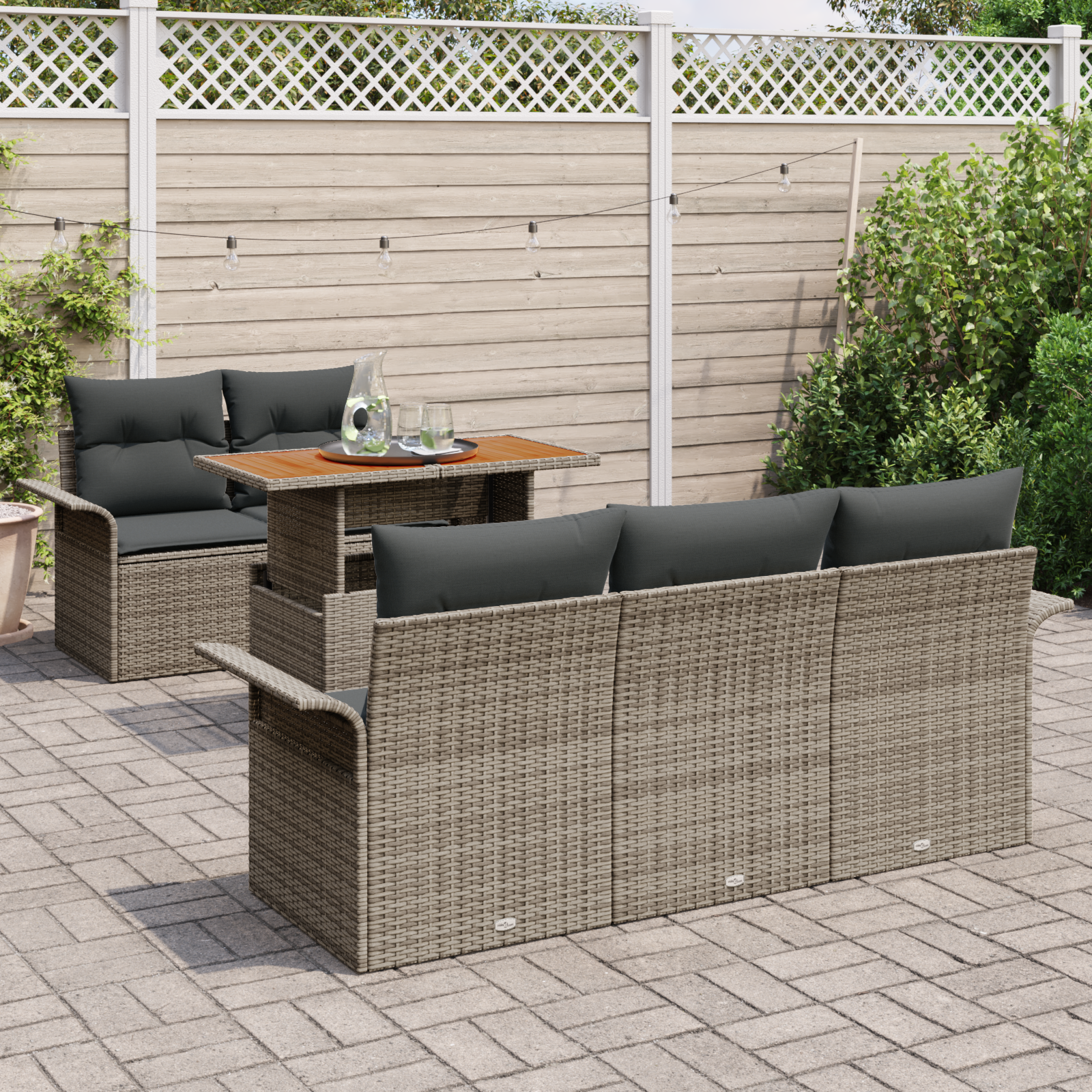 Sodo Sofų Rinkinys su pagalve 6 pcs Pilka 100 x 55 x 73 cm