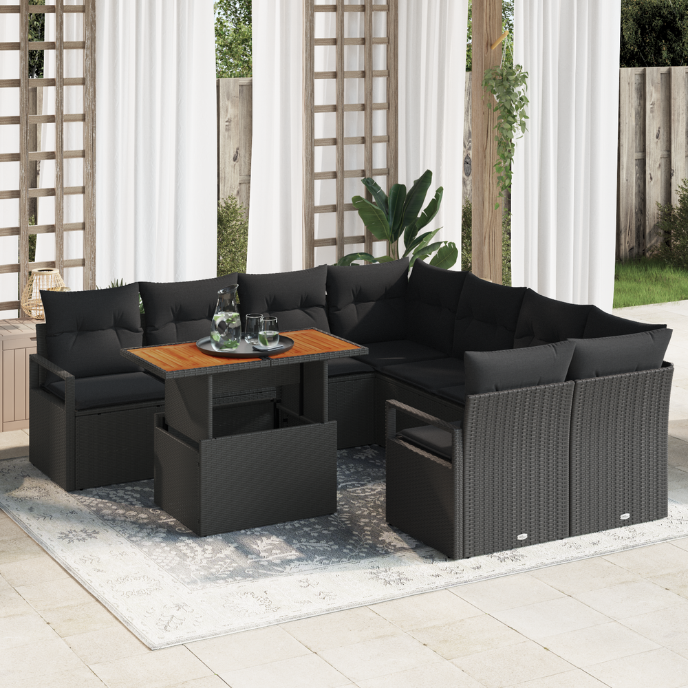 Sodo valgomojo komplektas su pagalve 9 pcs Juoda ir Ruda