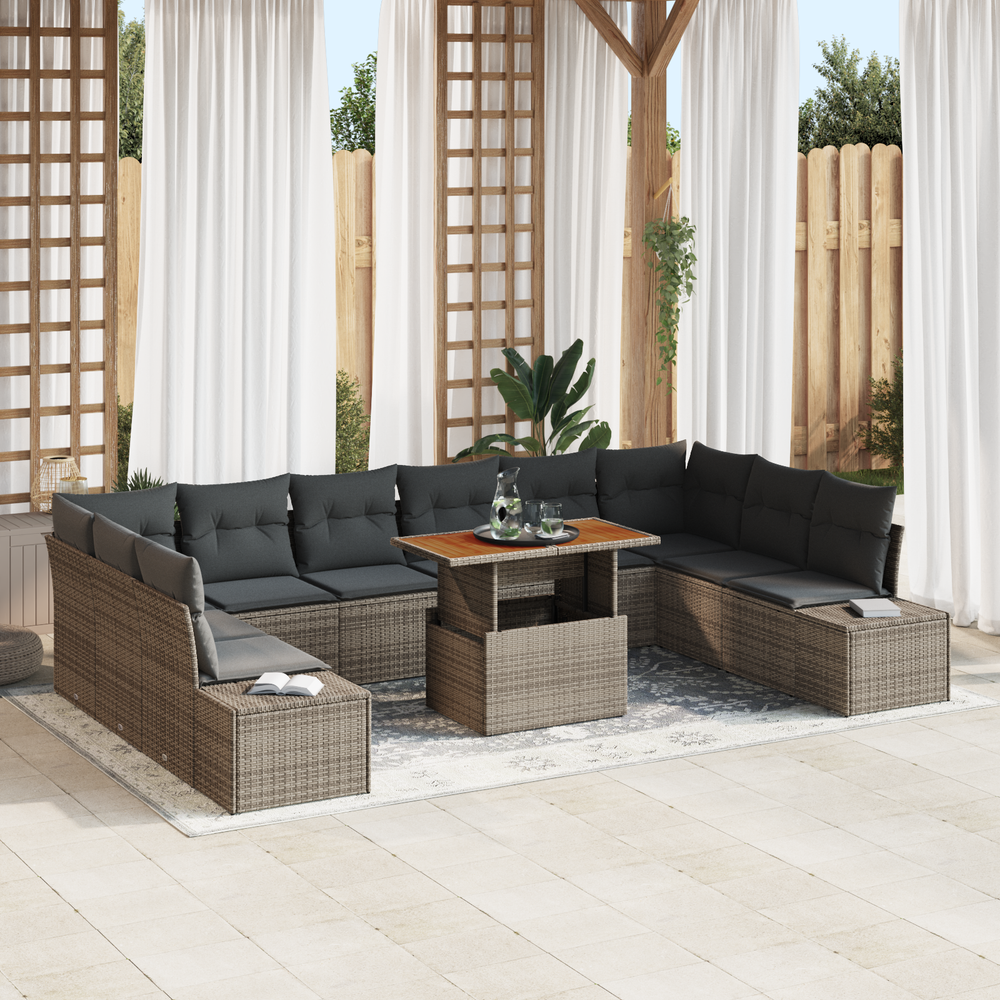 11-piece garden dining set with cushions