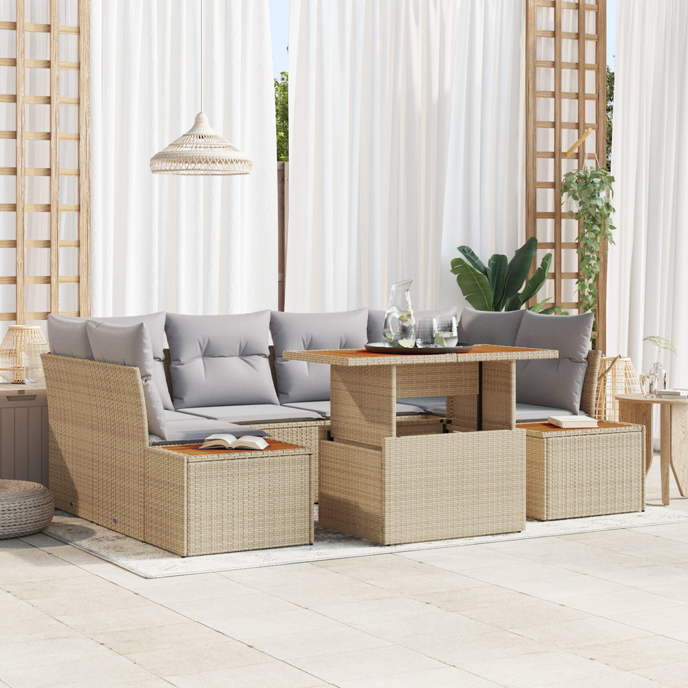 7-piece Garden Dining Set with Cushions