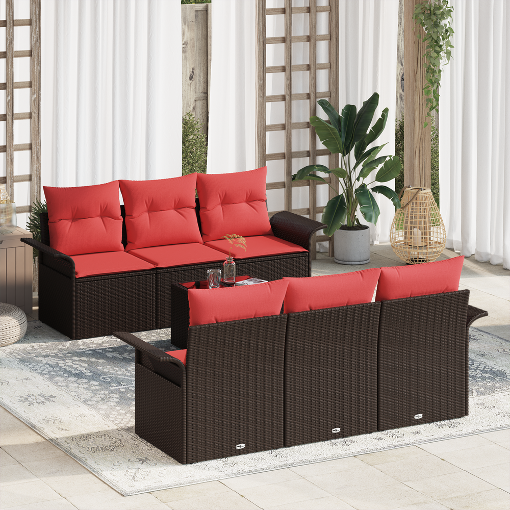 Sodo Sofų Rinkinys su pagalve su saugykla 7 pcs Bežinė Raudona