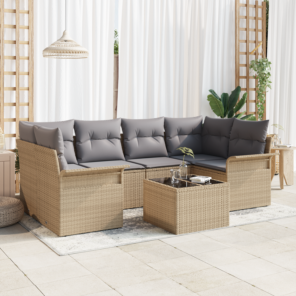 7-piece garden sofa set with sand cushions