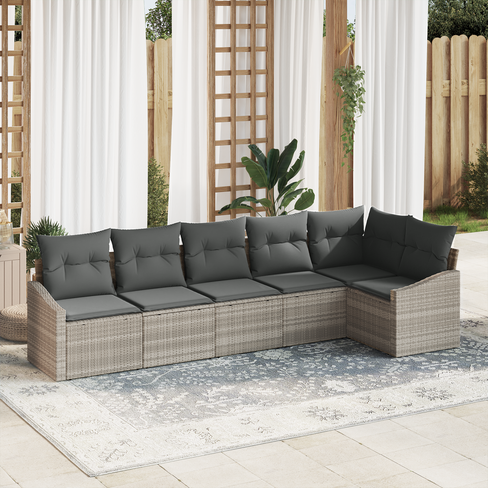 6-piece garden dining set with light grey cushions