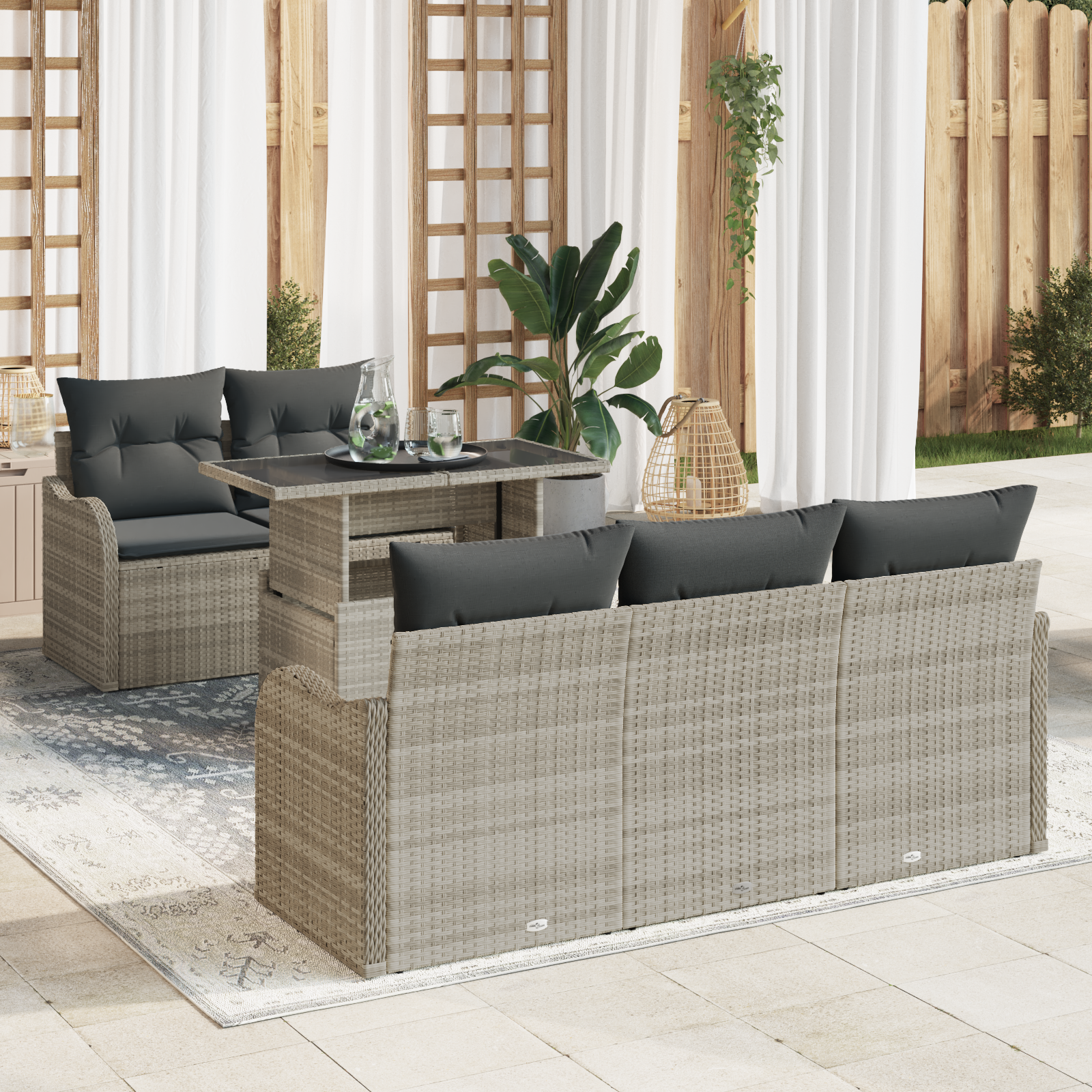 Sodo Sofų Rinkinys 6 pcs Šviesiai pilka 100 x 55 x 73 cm