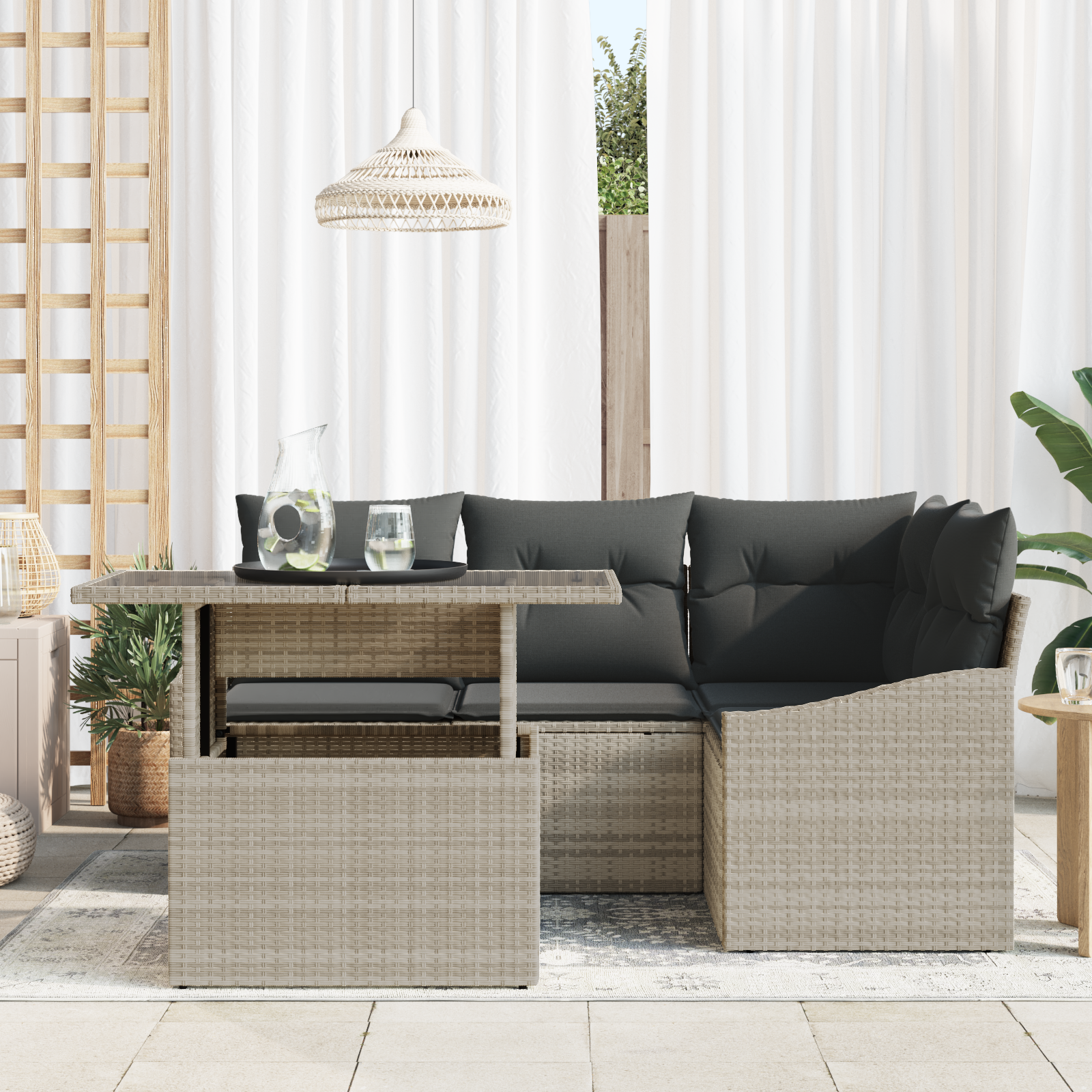 Sodo Sofų Rinkinys 5 pcs Šviesiai pilka ir tamsiai pilka
