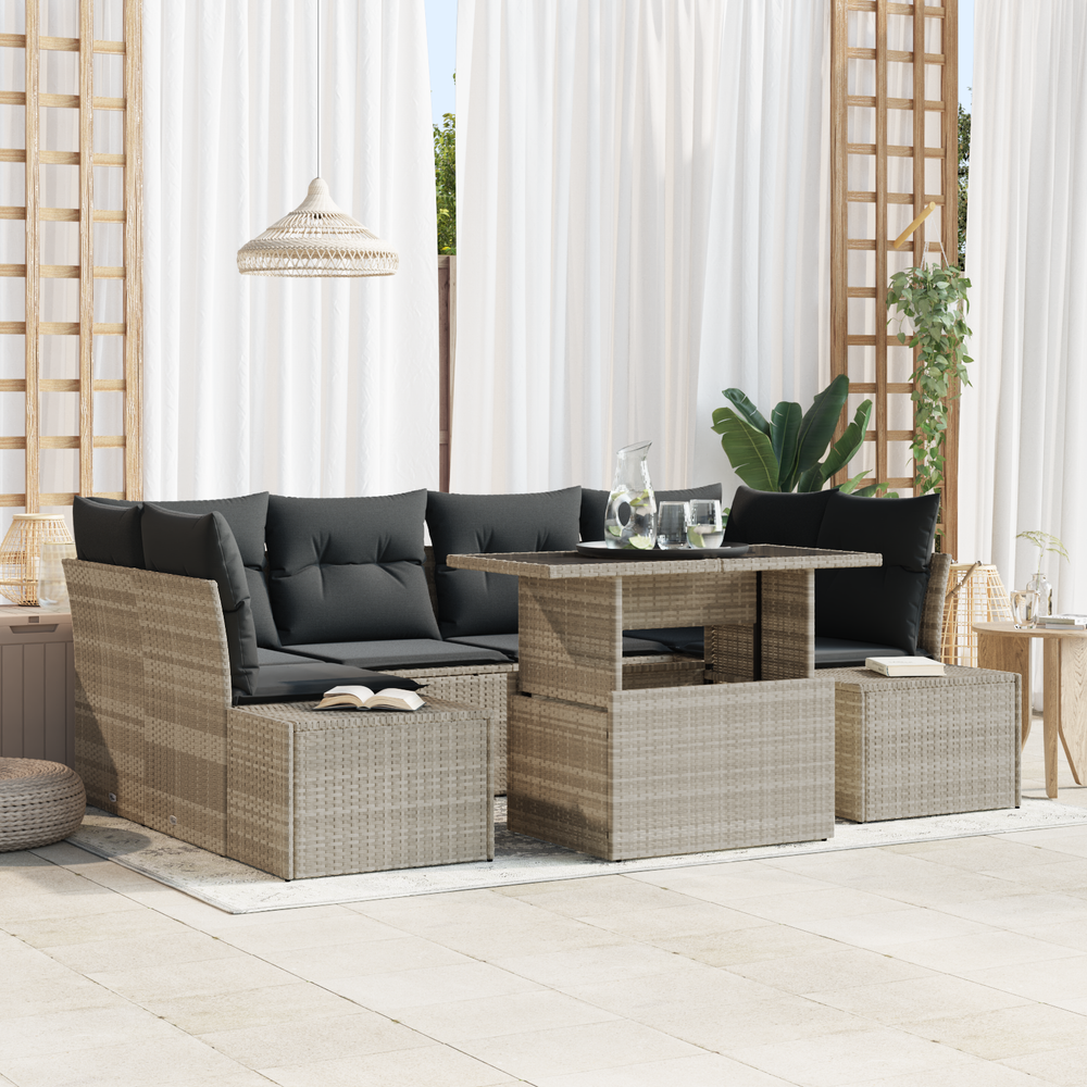 Sodo Sofų Rinkinys 7 pcs Šviesiai pilka ir tamsiai pilka