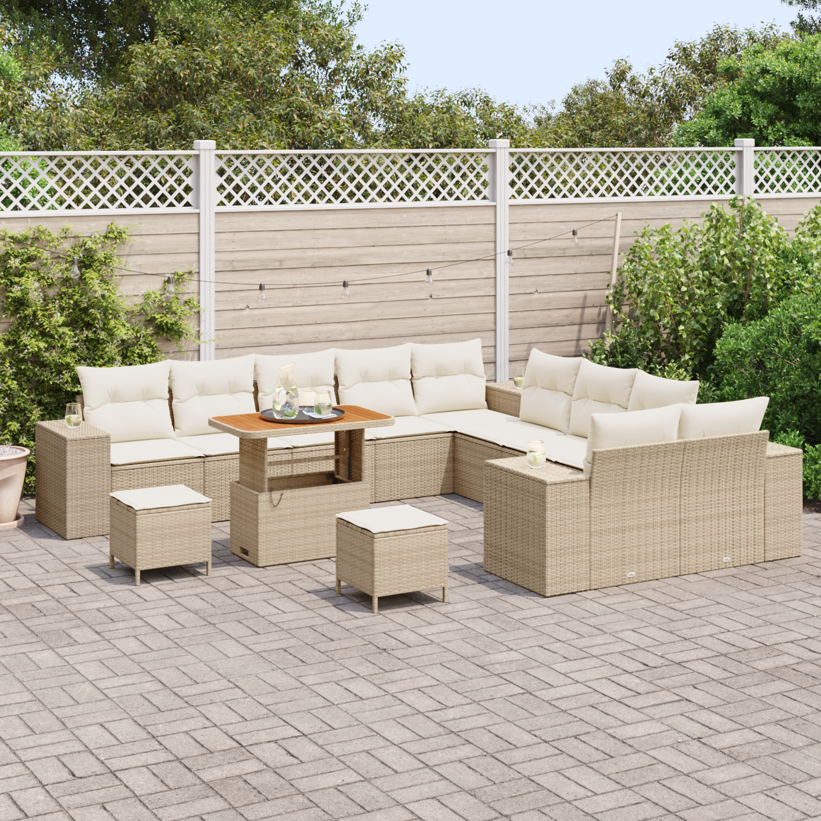 Sodo Sofų Rinkinys 13 pcs Bežinė ir kreminė 90 x 55 x 71 cm