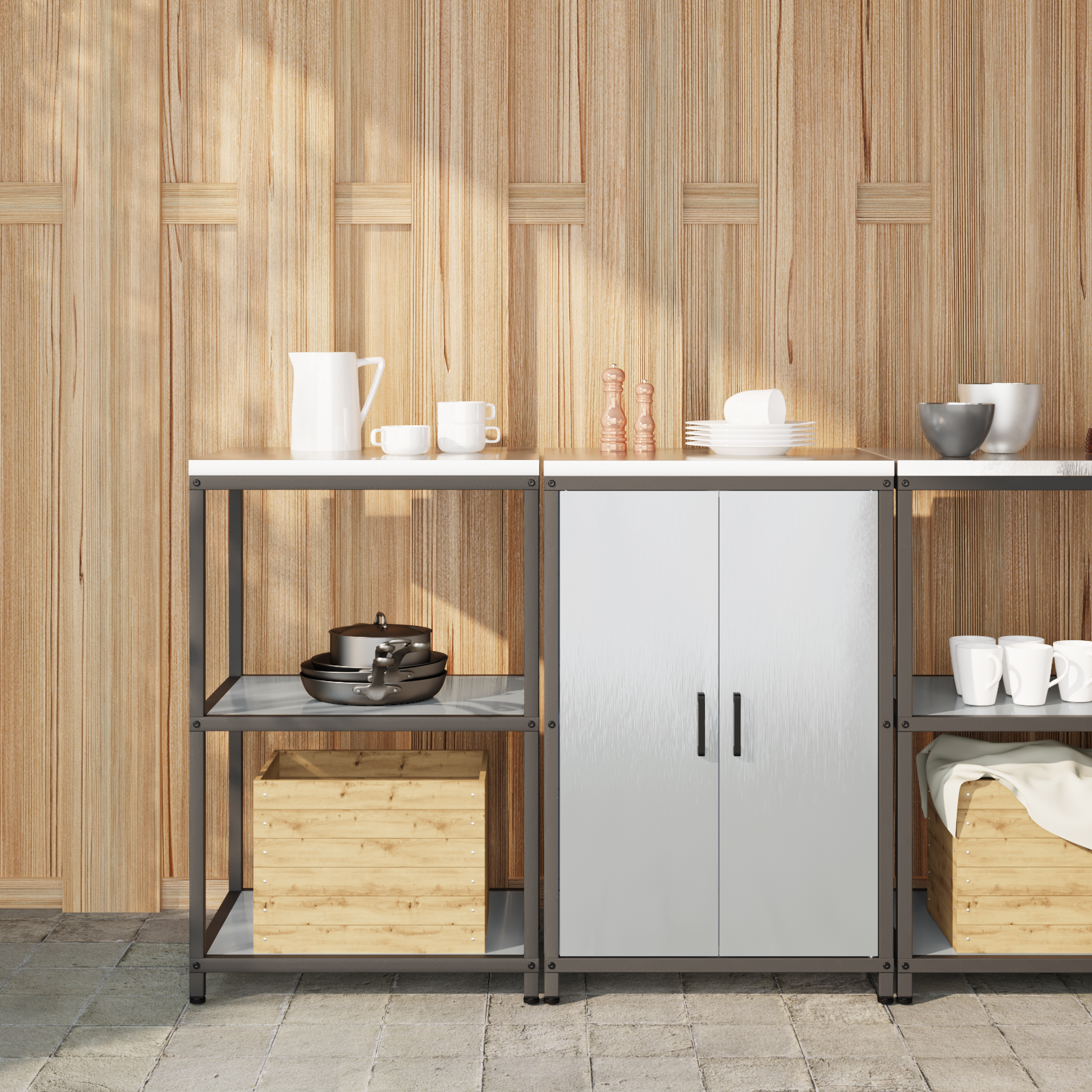 Virtuvės saugojimo rinkinys 2 pcs Sidabrinė 120 x 50 x 92 cm
