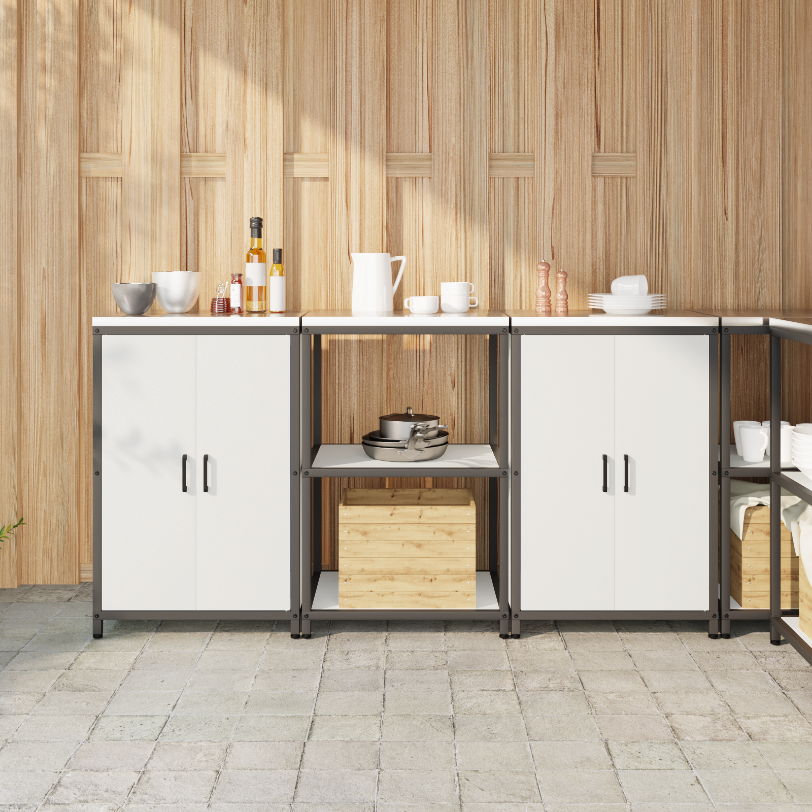 Virtuvės saugojimo rinkinys 3 pcs Balta 180 x 50 x 92 cm