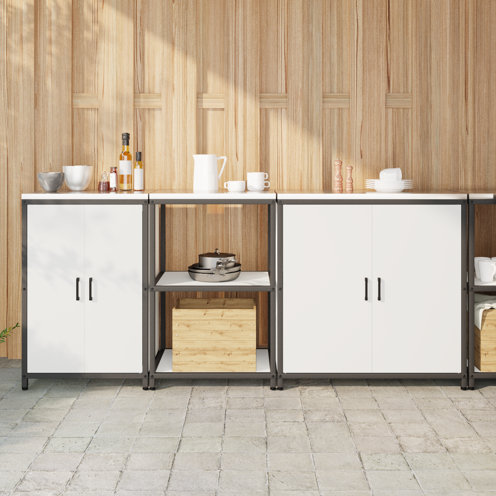Kitchen storage set 3 pcs White 210 x 50 x 92 cm