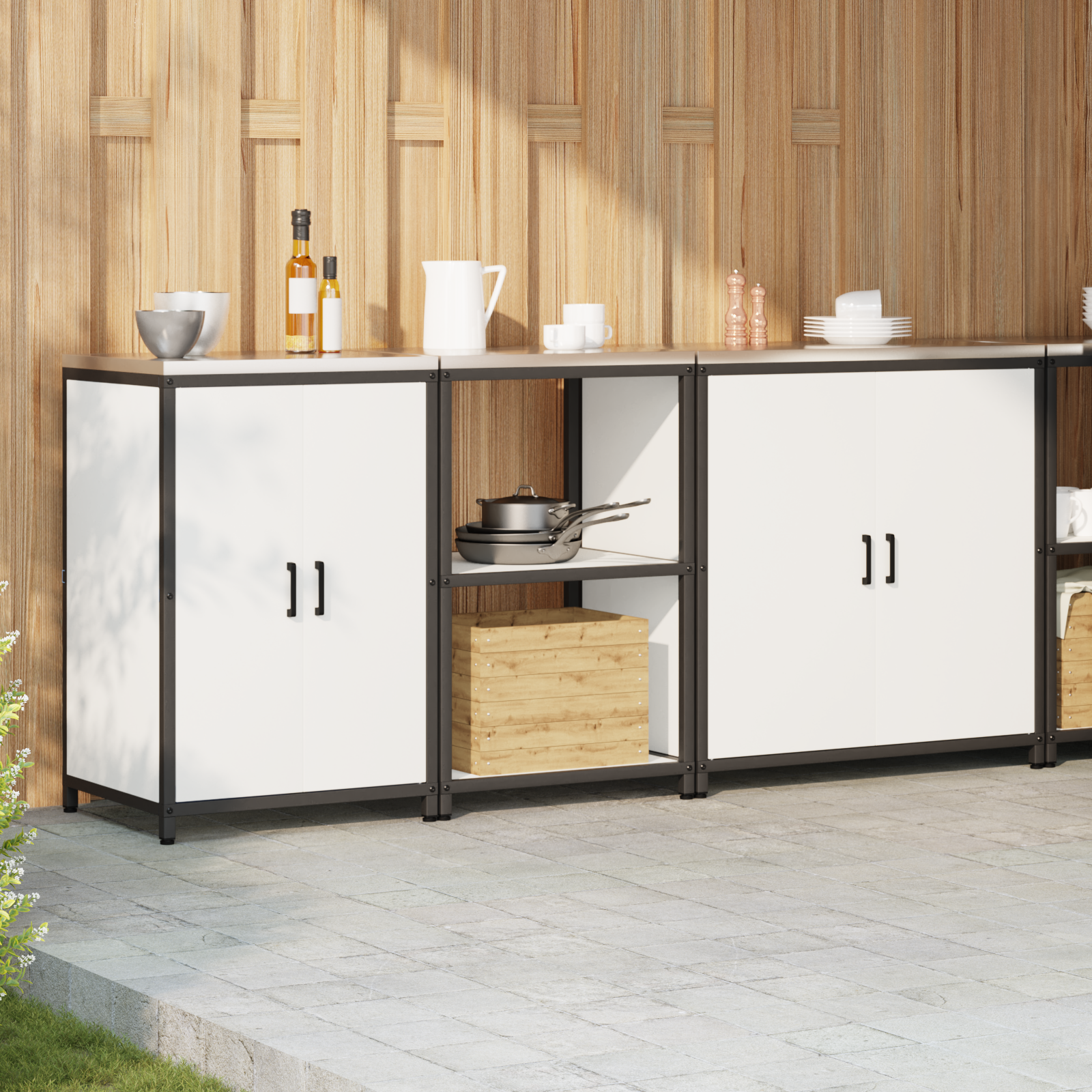 Kitchen storage set 3 pcs White 210 x 50 x 92 cm