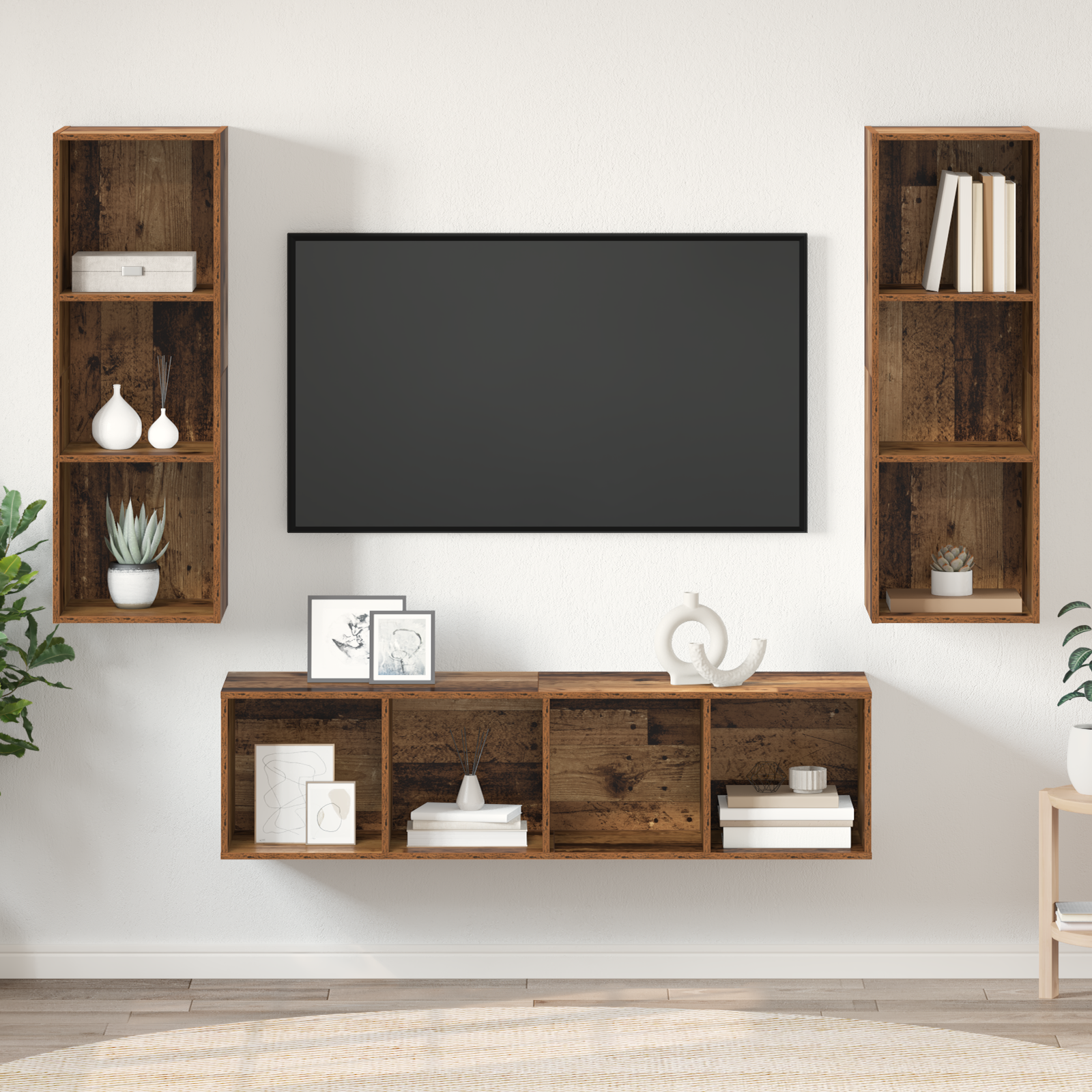 TV spintelės komplektas 3 pcs Sena mediena 37 x 37 x 142.5 cm