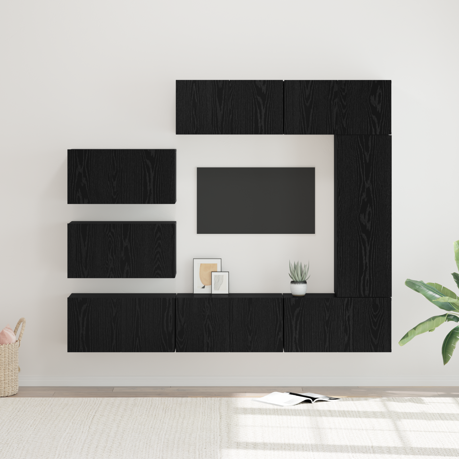 TV kabineto rinkinys 8 pcs Juodas ąžuolas 30.5 x 30 x 90 cm