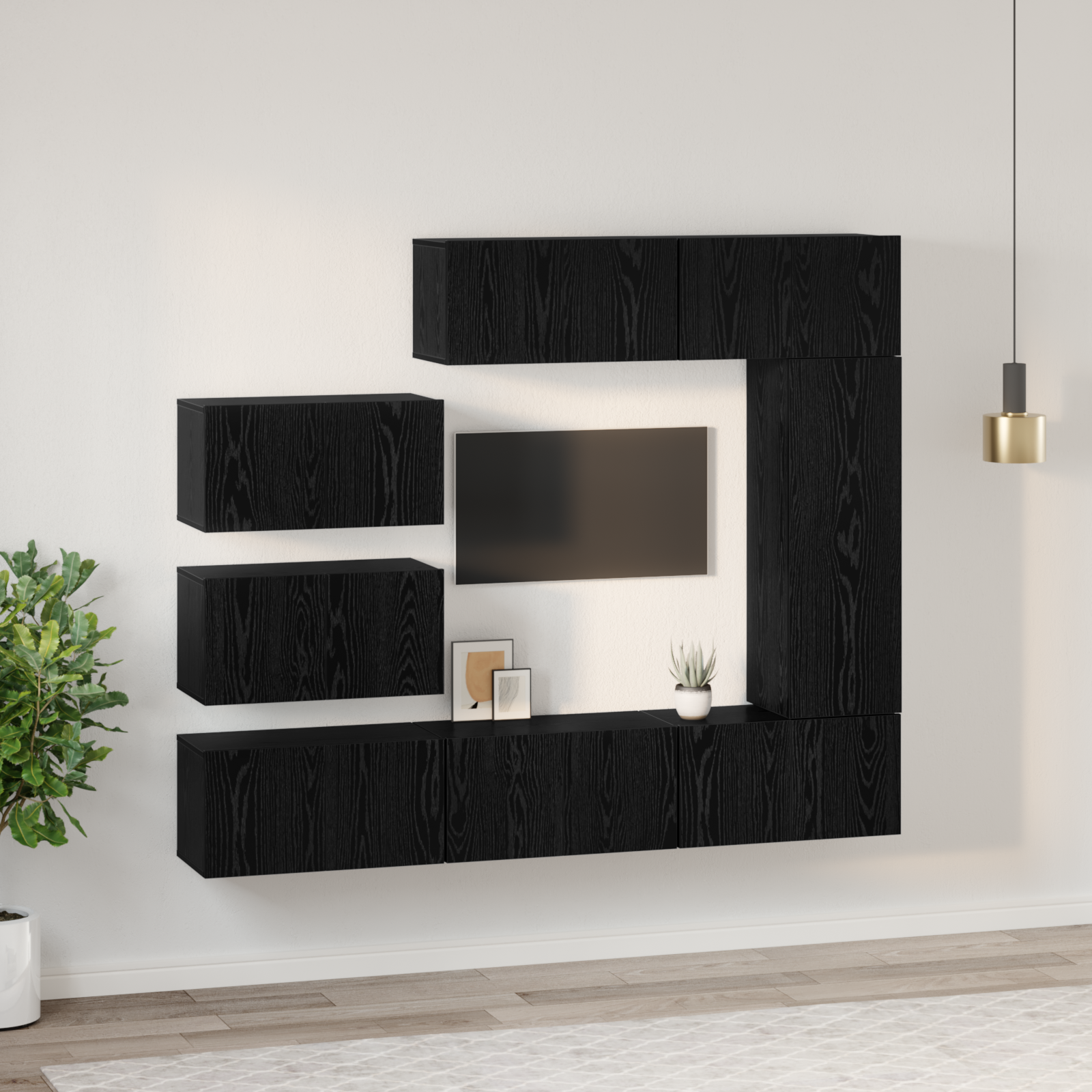 TV kabineto rinkinys 8 pcs Juodas ąžuolas 30.5 x 30 x 90 cm