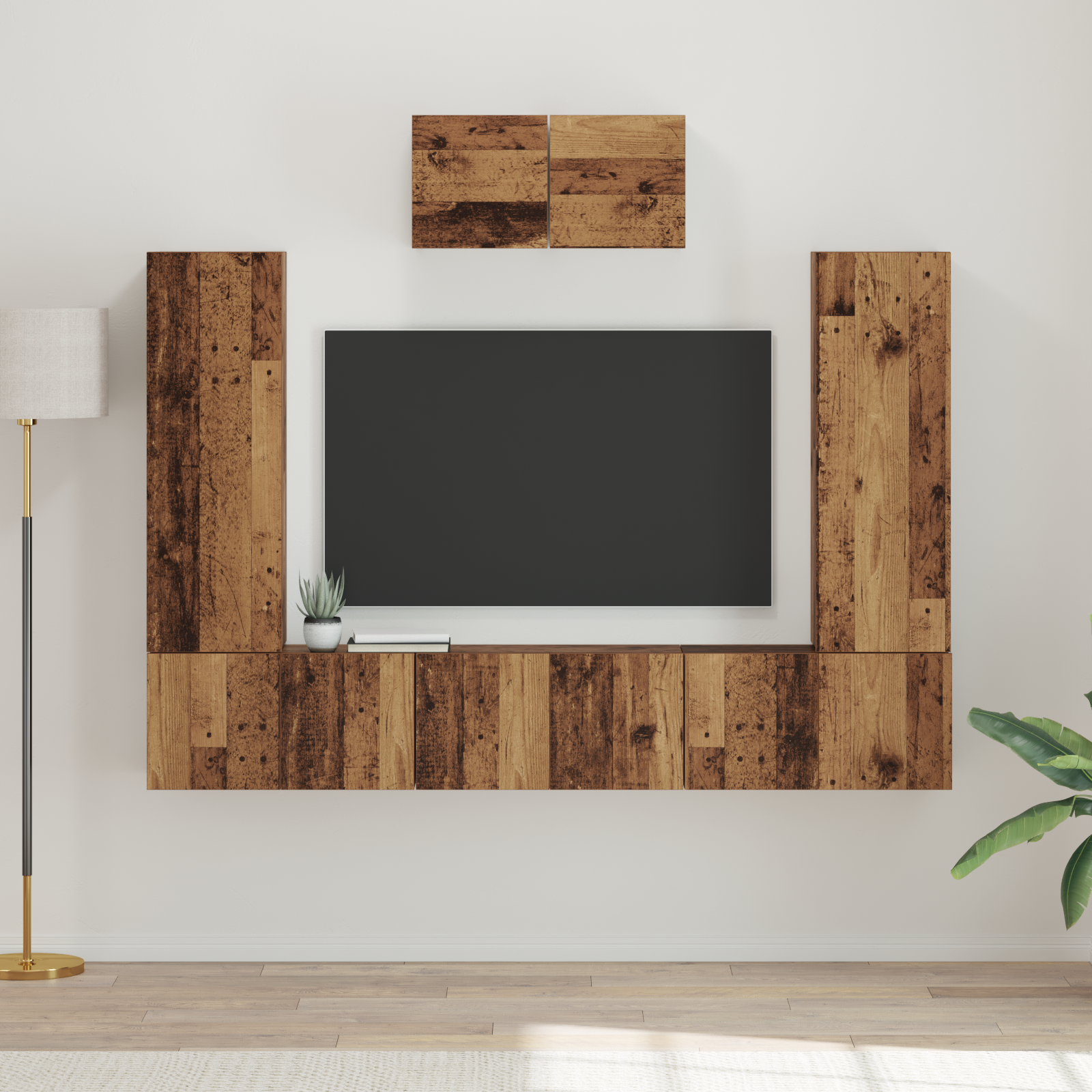 TV Cabinet Set 7 pcs Vintage solid wood