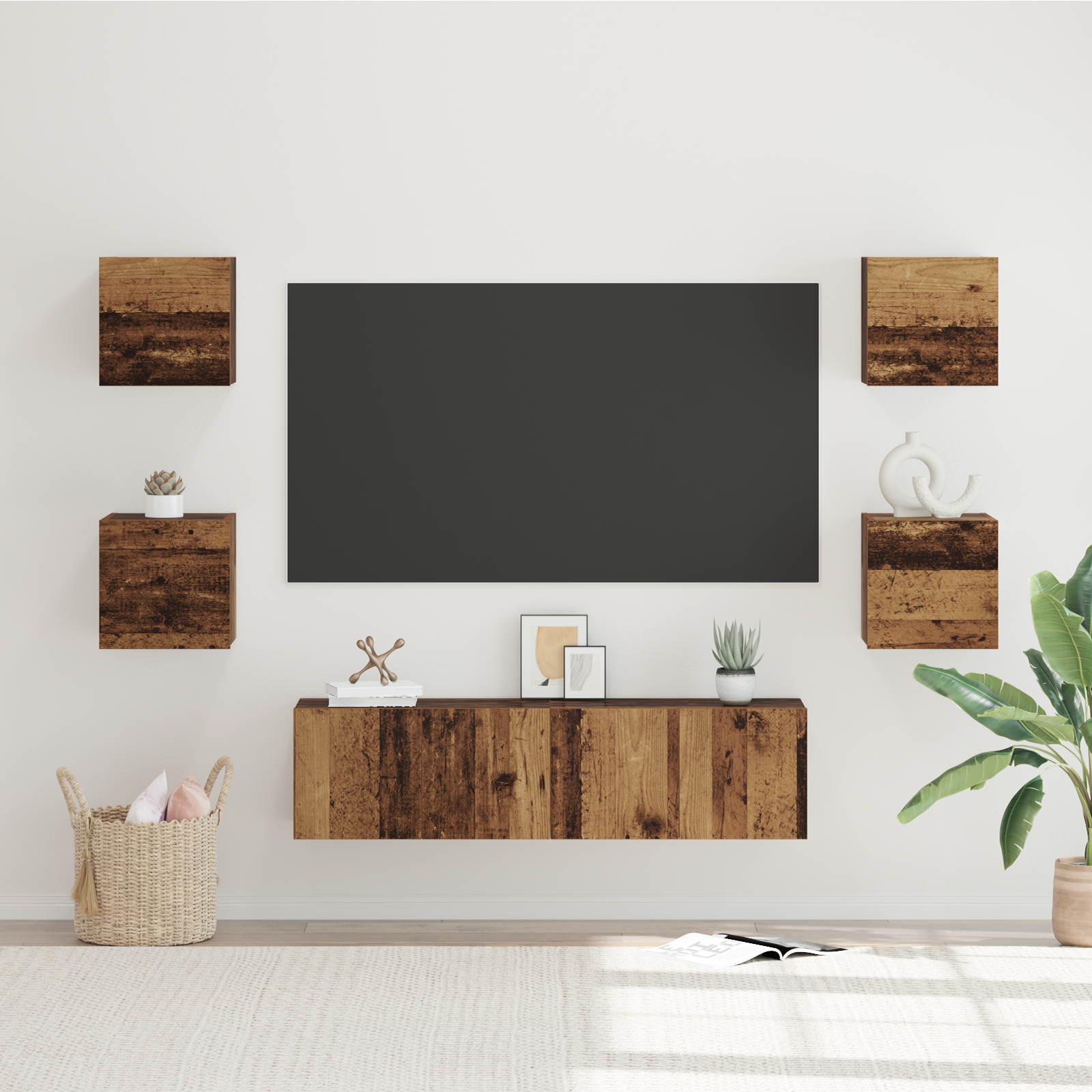 TV spintelių komplektas 6 pcs Senovinis medis Apdirbta mediena