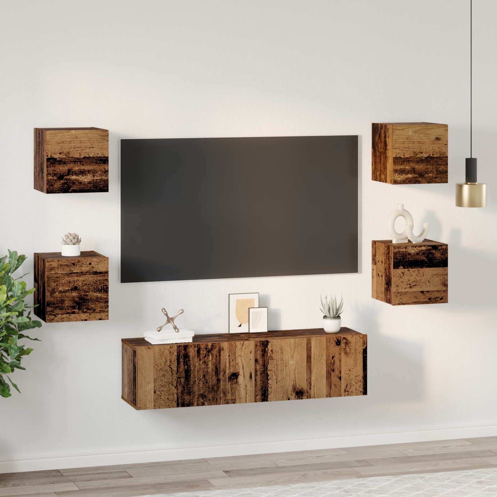 TV spintelių komplektas 6 pcs Senovinis medis Apdirbta mediena