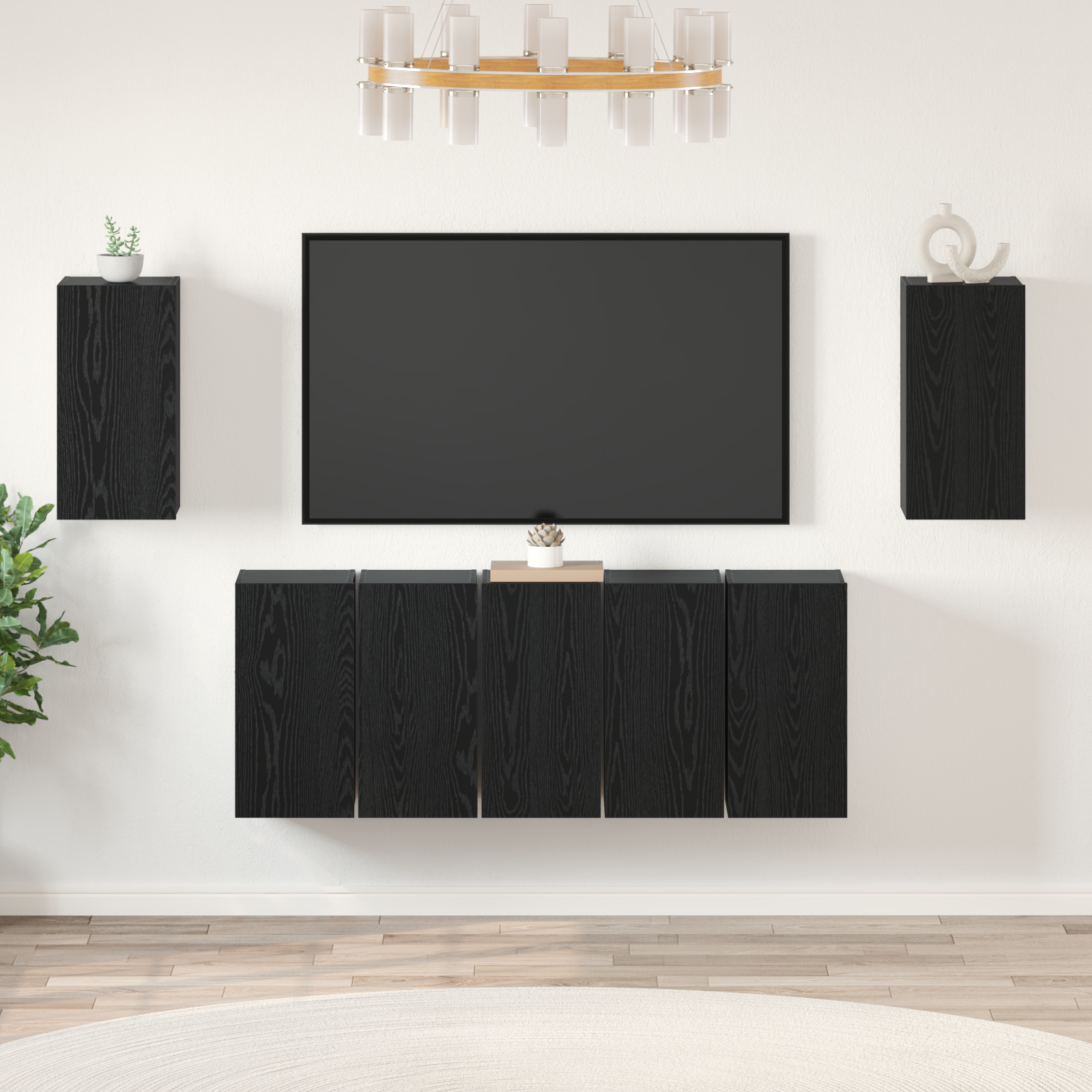TV spintelių komplektas 7 pcs Juodas ąžuolas 30,5 x 30 x 60 cm
