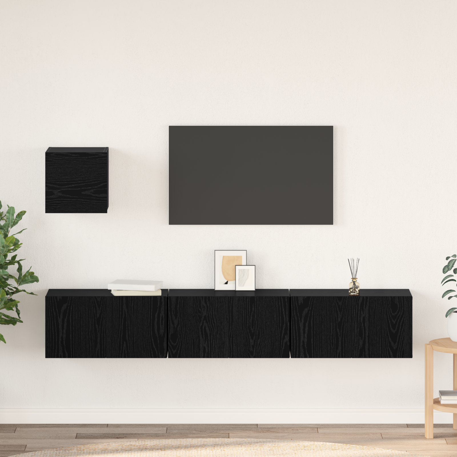 TV komplektas Kita su saugykla su durimis 4 pcs Juodas ąžuolas 60 x 30 x 30 cm