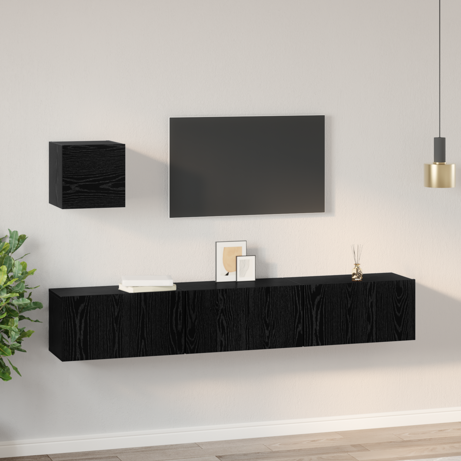 TV komplektas Kita su saugykla su durimis 4 pcs Juodas ąžuolas 60 x 30 x 30 cm