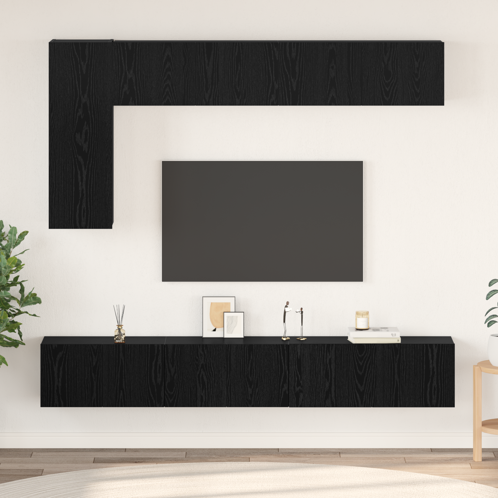 TV spintelių komplektas 6 pcs Juodas ąžuolas Apdirbta mediena