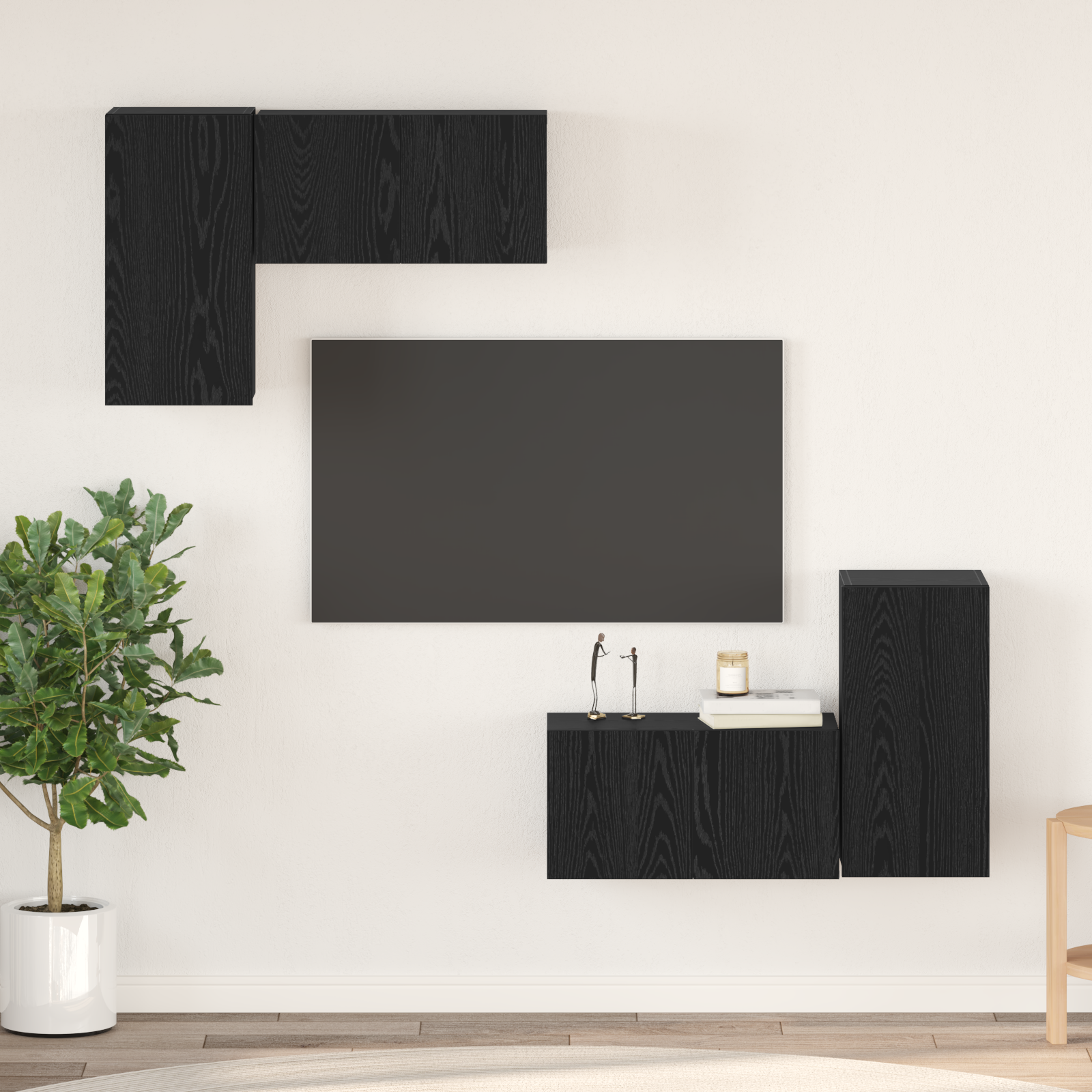 TV spintelė rinkinys 4 pcs Juodas ąžuolas 60 x 30 x 30 cm
