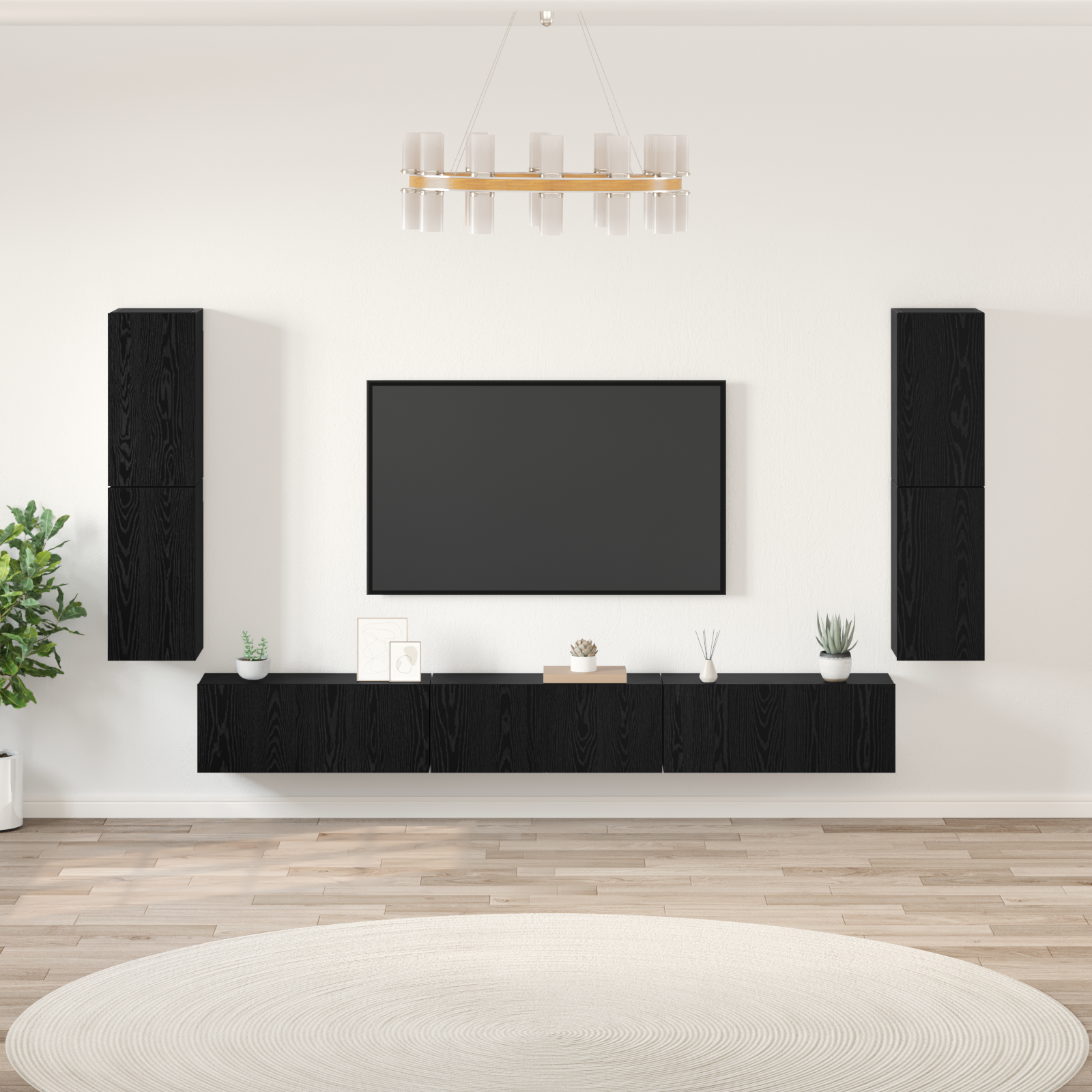 TV vienetai 4 pcs Juodas ąžuolas Apdirbta mediena