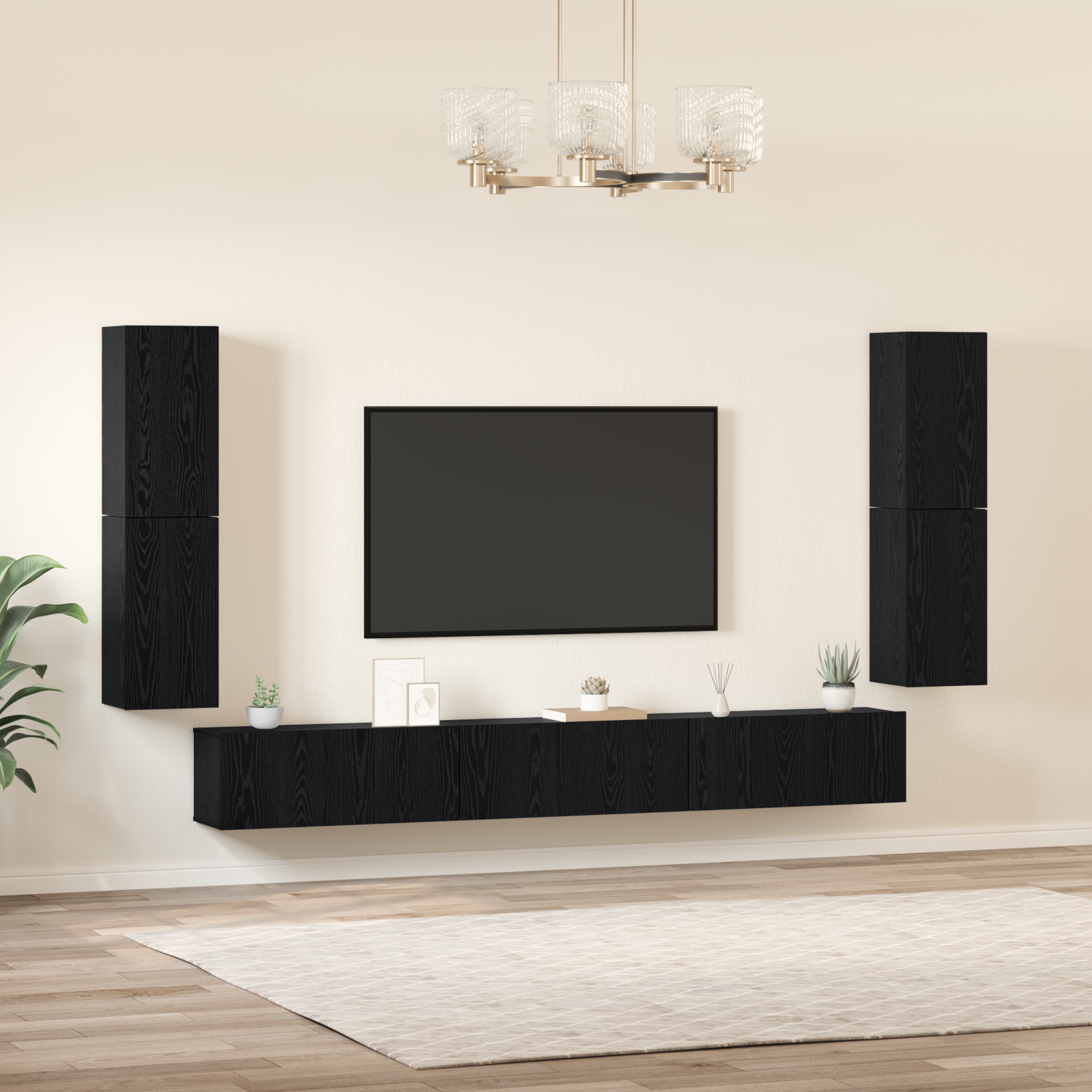 TV vienetai 4 pcs Juodas ąžuolas Apdirbta mediena