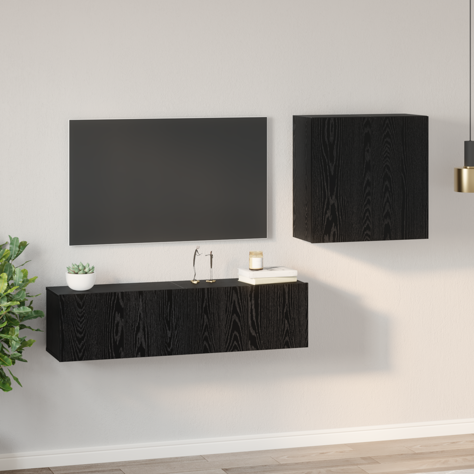 TV spintelės komplektas 4 pcs Juodas ąžuolas 120 x 30 x 30 cm