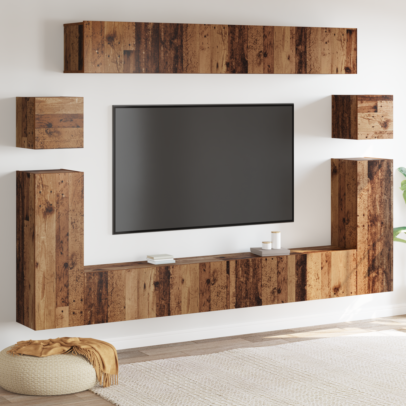 TV units 4 pcs Antique wood Processed wood