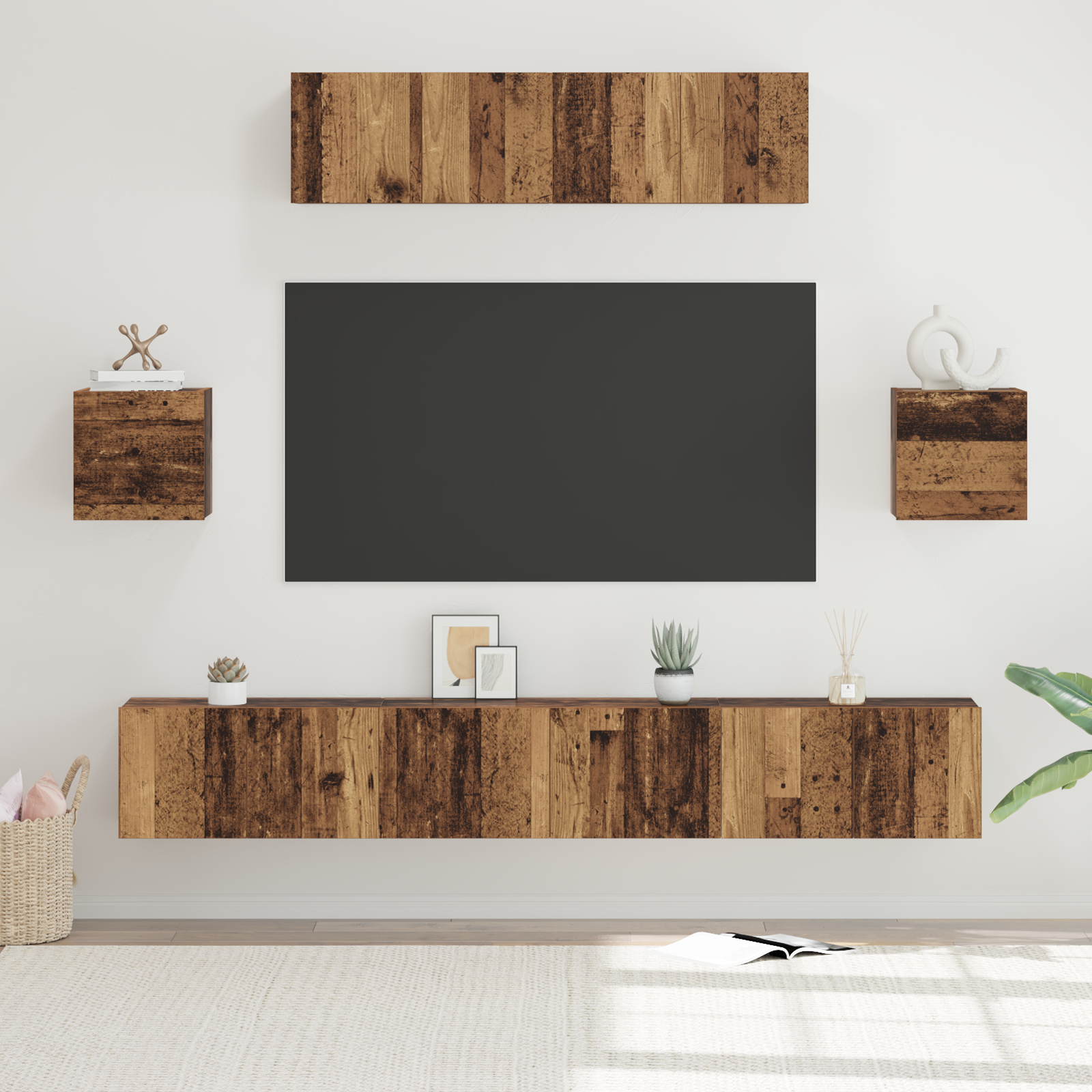 TV spintelių komplektas 7 pcs Senovinis medis Apdirbta mediena