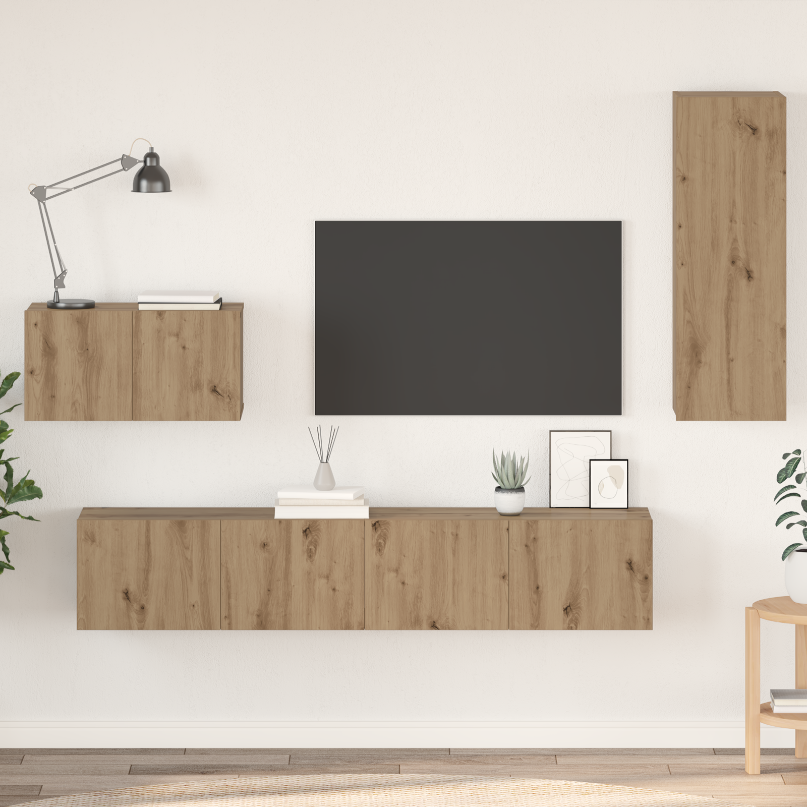 Wall-mounted TV stand 4 pcs Artisan oak