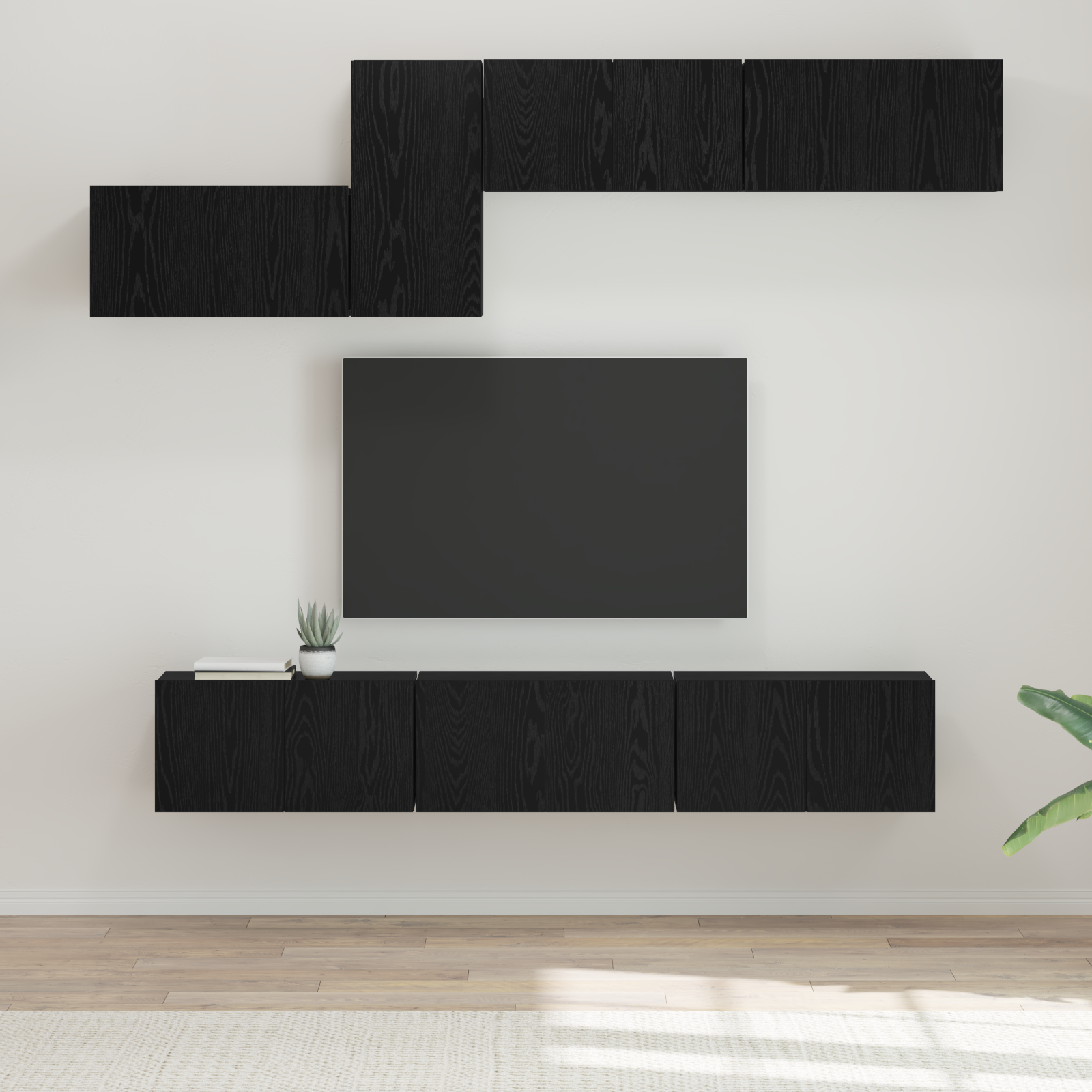 TV skapīšu komplekts, 7 gab., melns ozols, 60 x 30 x 30 cm